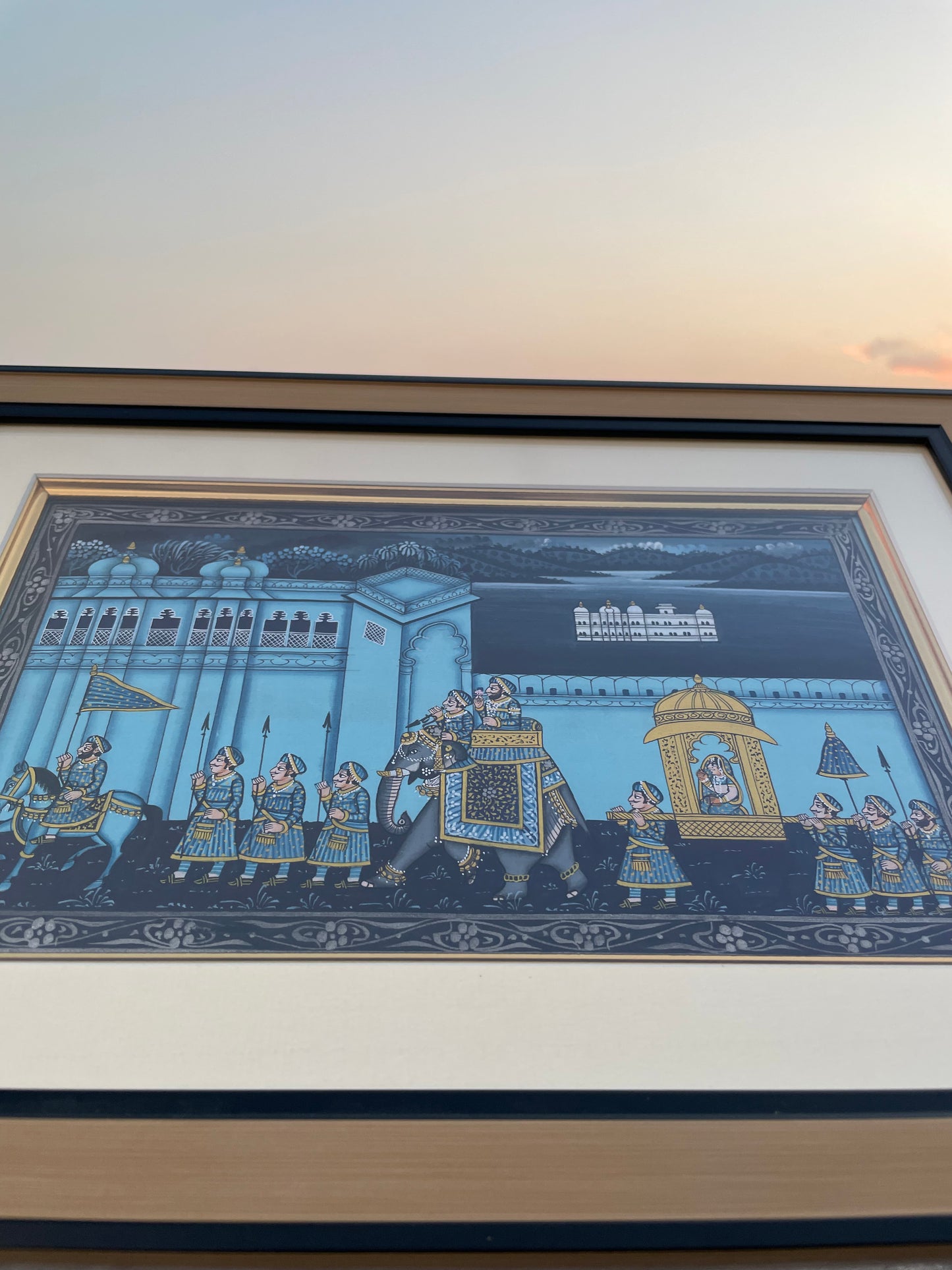 Royal Procession Hand-Painted Rajasthani Artwork – Traditional Indian Miniature Painting, Framed Ethnic Wall Decor