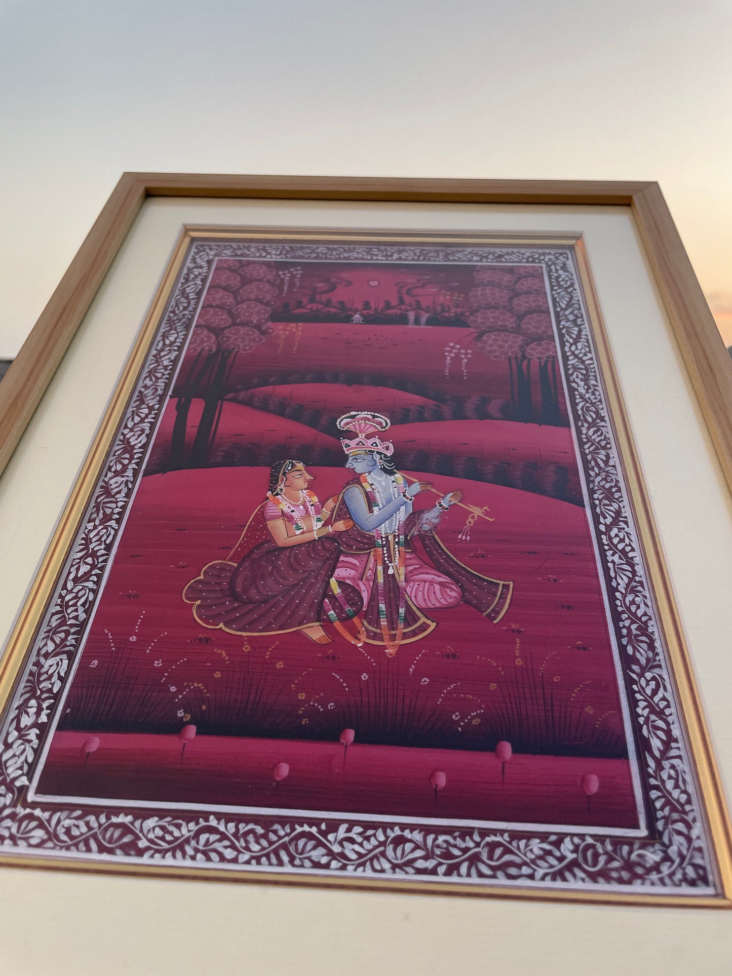 Radha Krishna Detailed Handmade Pichwai Painting – Framed Wall Art for Home Décor