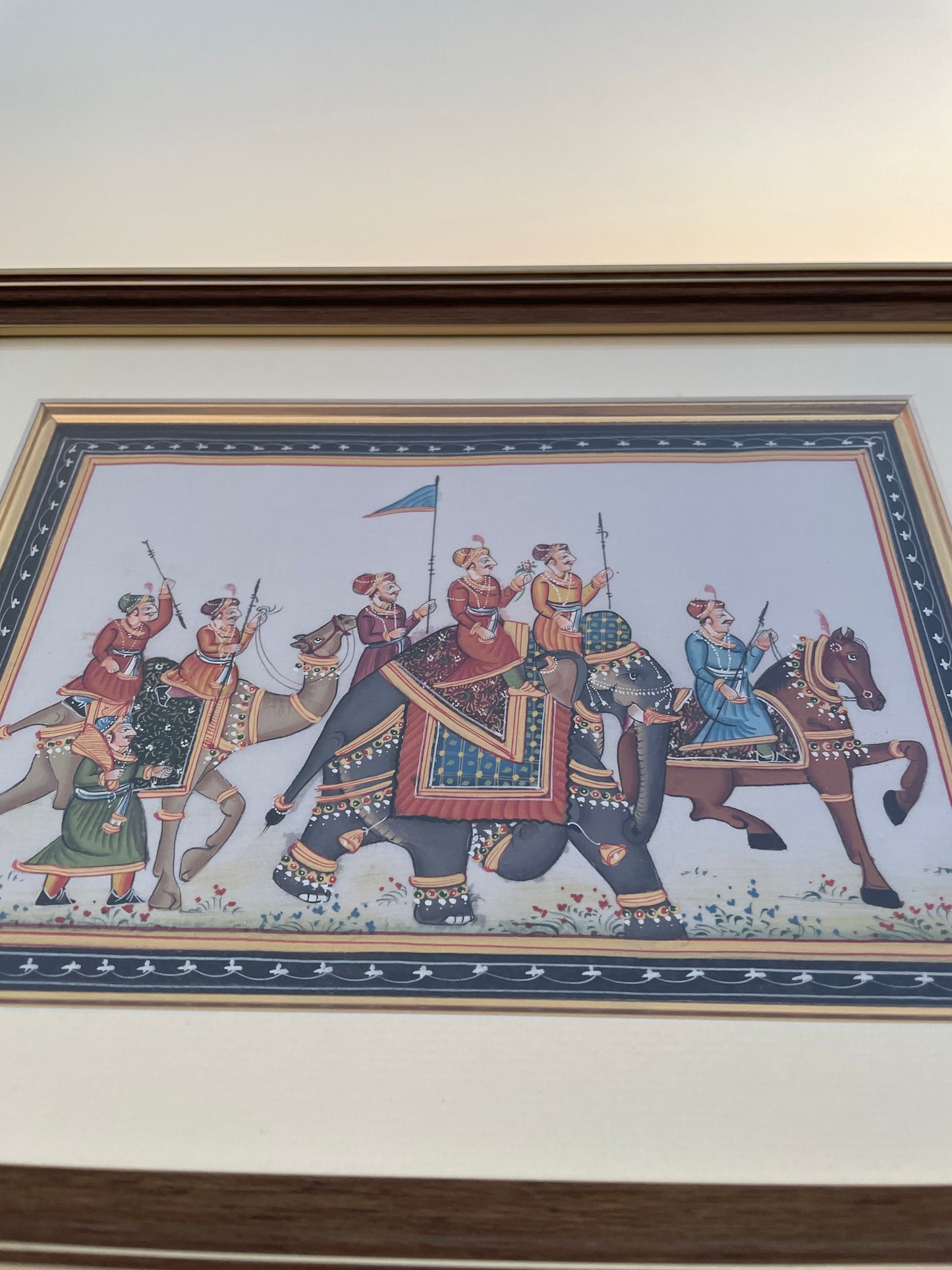 Set of Two Royal Procession Hand-Painted Rajasthani Artwork – Traditional Indian Miniature Painting, Framed Ethnic Wall Decor
