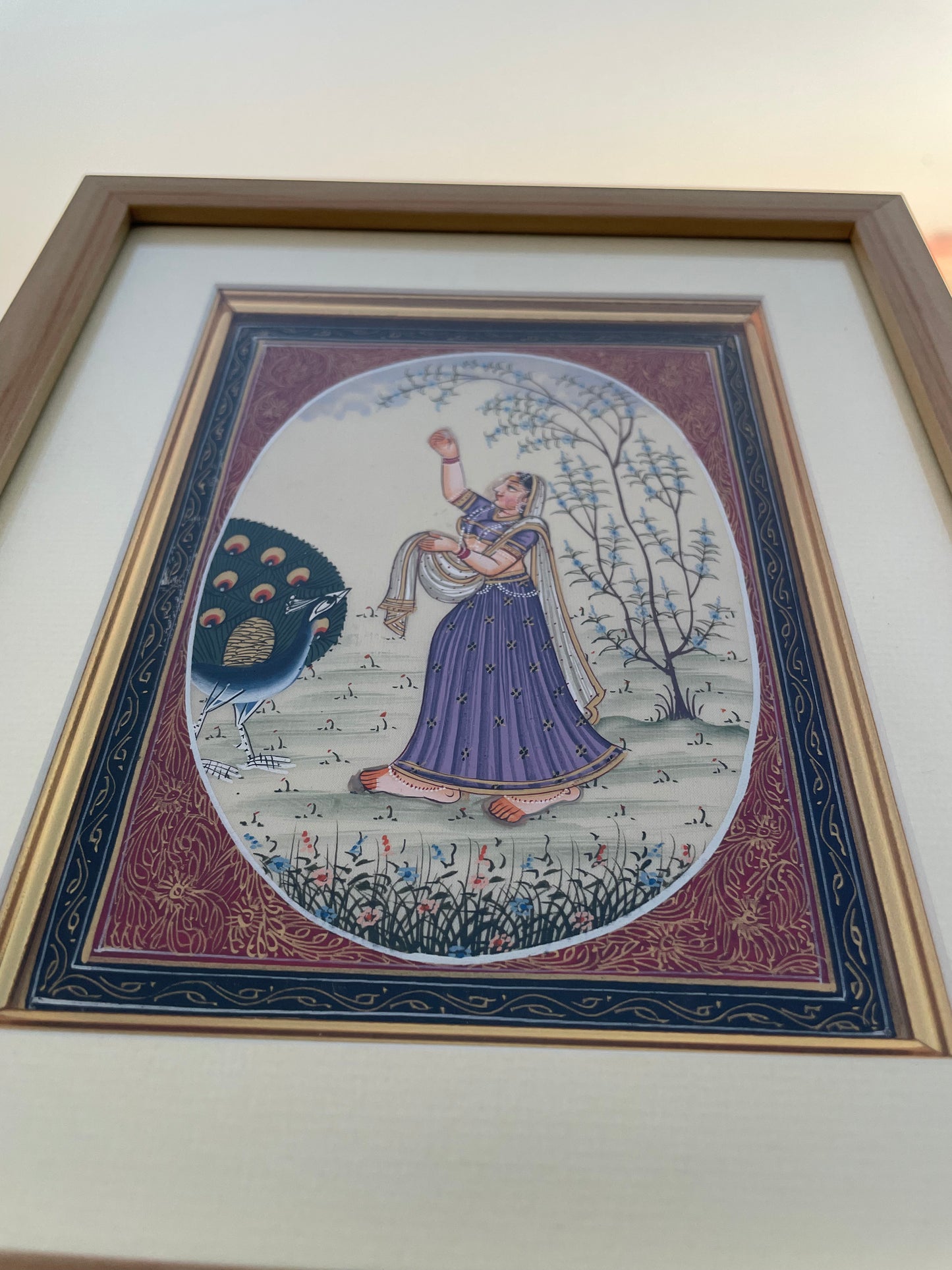 Hand Painted Miniature Painting Set of Royal Ladies – Traditional Indian Rajasthani Artwork, Framed Ethnic Wall Décor