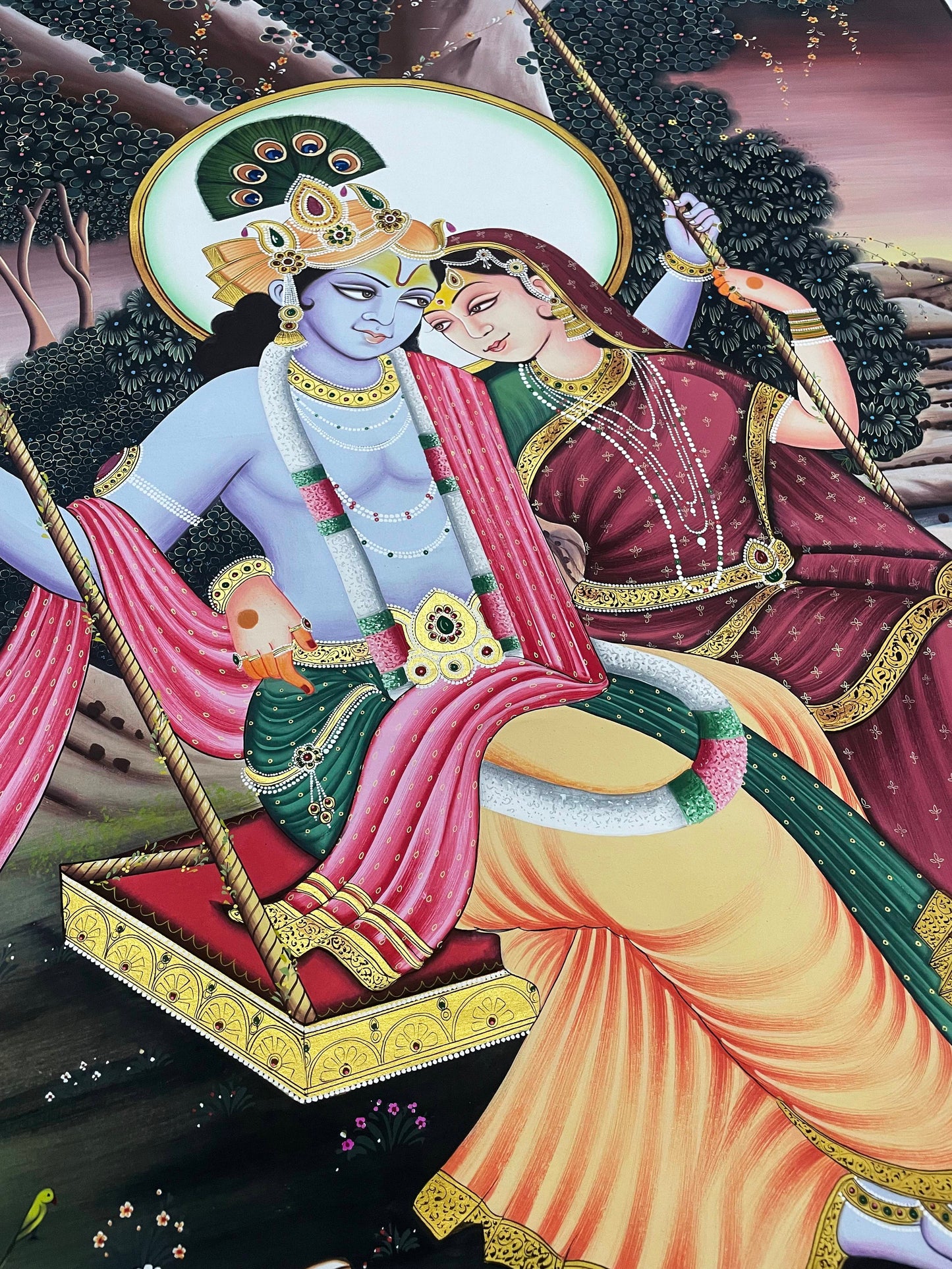 Radha Krishna Detailed Pichwai Handmade Painting, Traditional Nathdwara Art, Spiritual Indian Artwork, Luxury Home Decor