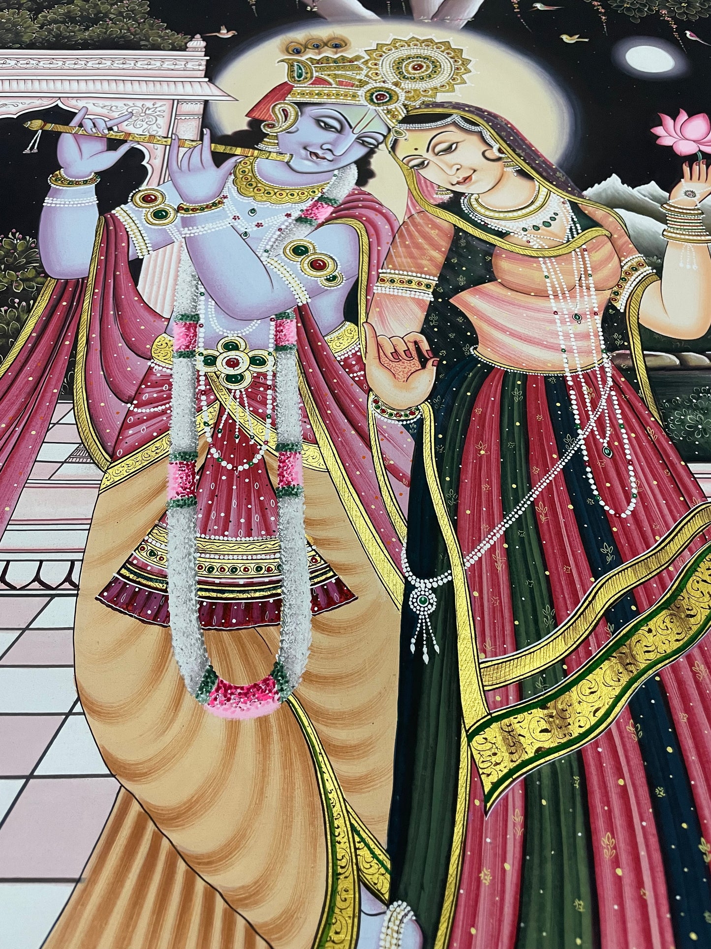 Radha Krishna Detailed Pichwai Handmade Painting, Traditional Nathdwara Art, Spiritual Indian Artwork, Luxury Home Decor