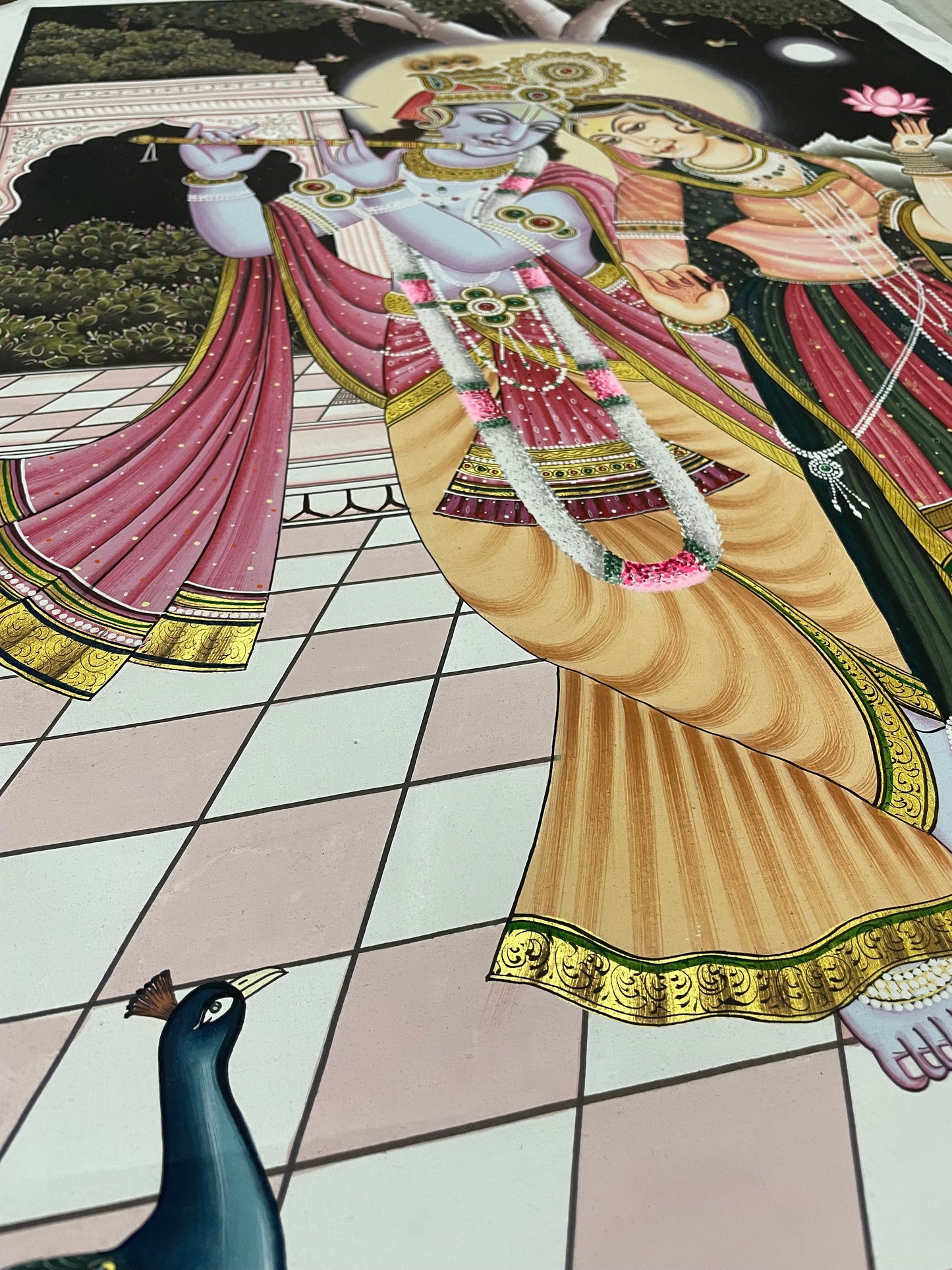 Radha Krishna Detailed Pichwai Handmade Painting, Traditional Nathdwara Art, Spiritual Indian Artwork, Luxury Home Decor