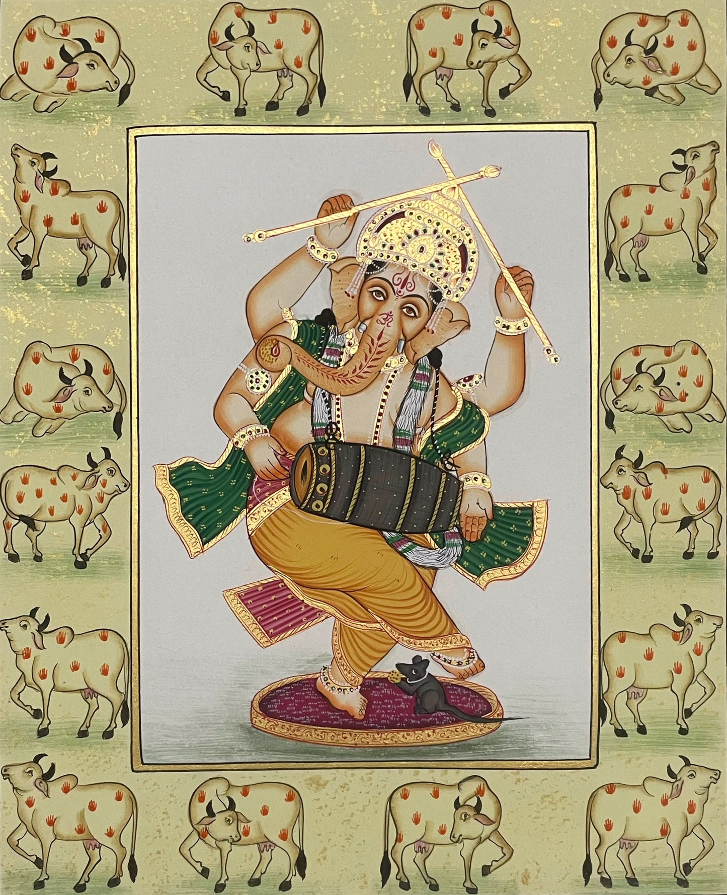 Ganesha Miniature Painting on Paper | Handmade Indian Art | Framed