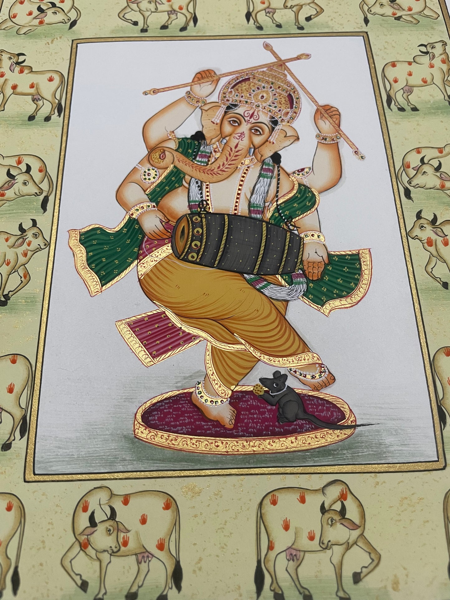 Ganesha Miniature Painting on Paper | Handmade Indian Art | Framed