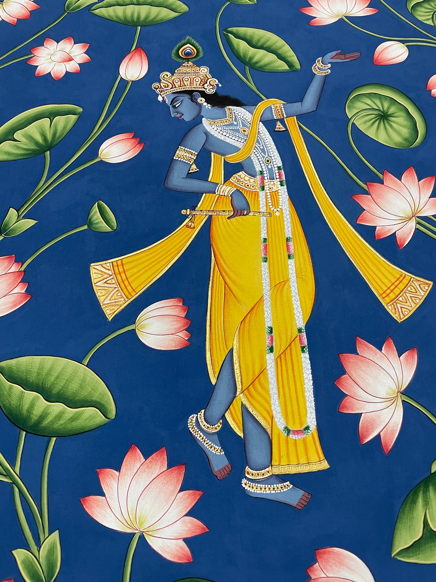 Krishna Detailed Pichwai Painting, wall decor, Home decor