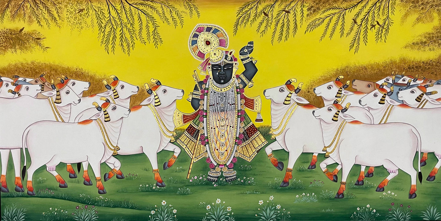 Shreenathji Pichwai Painting Handmade, Traditional Indian Wall Decor, Nathdwara Art