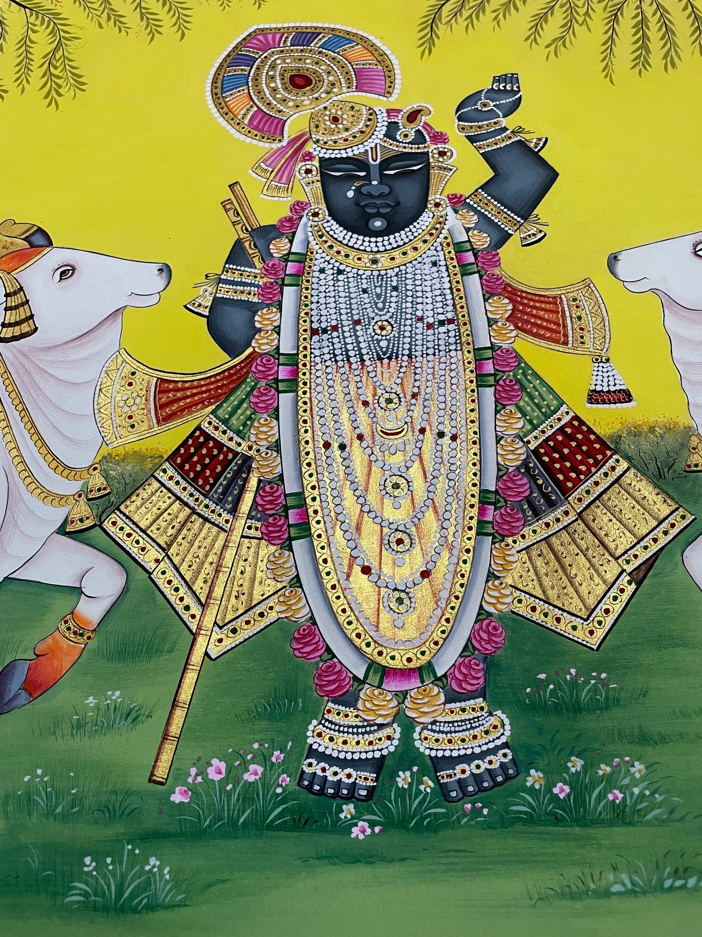 Shreenathji Pichwai Painting Handmade, Traditional Indian Wall Decor, Nathdwara Art