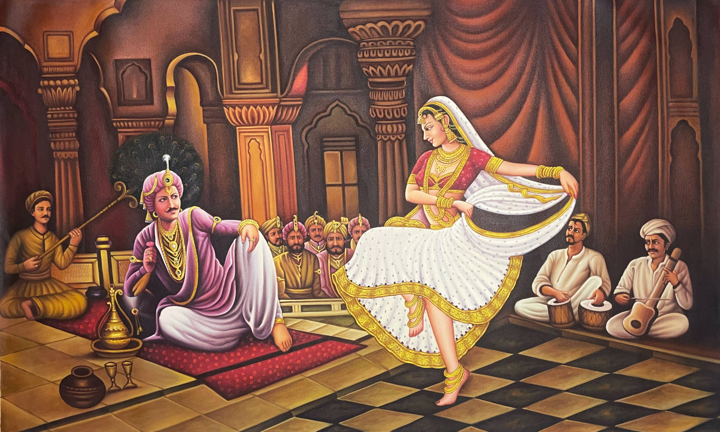 Peshwa Bajirao Court Dance – Maratha Royal Durbar Oil Painting