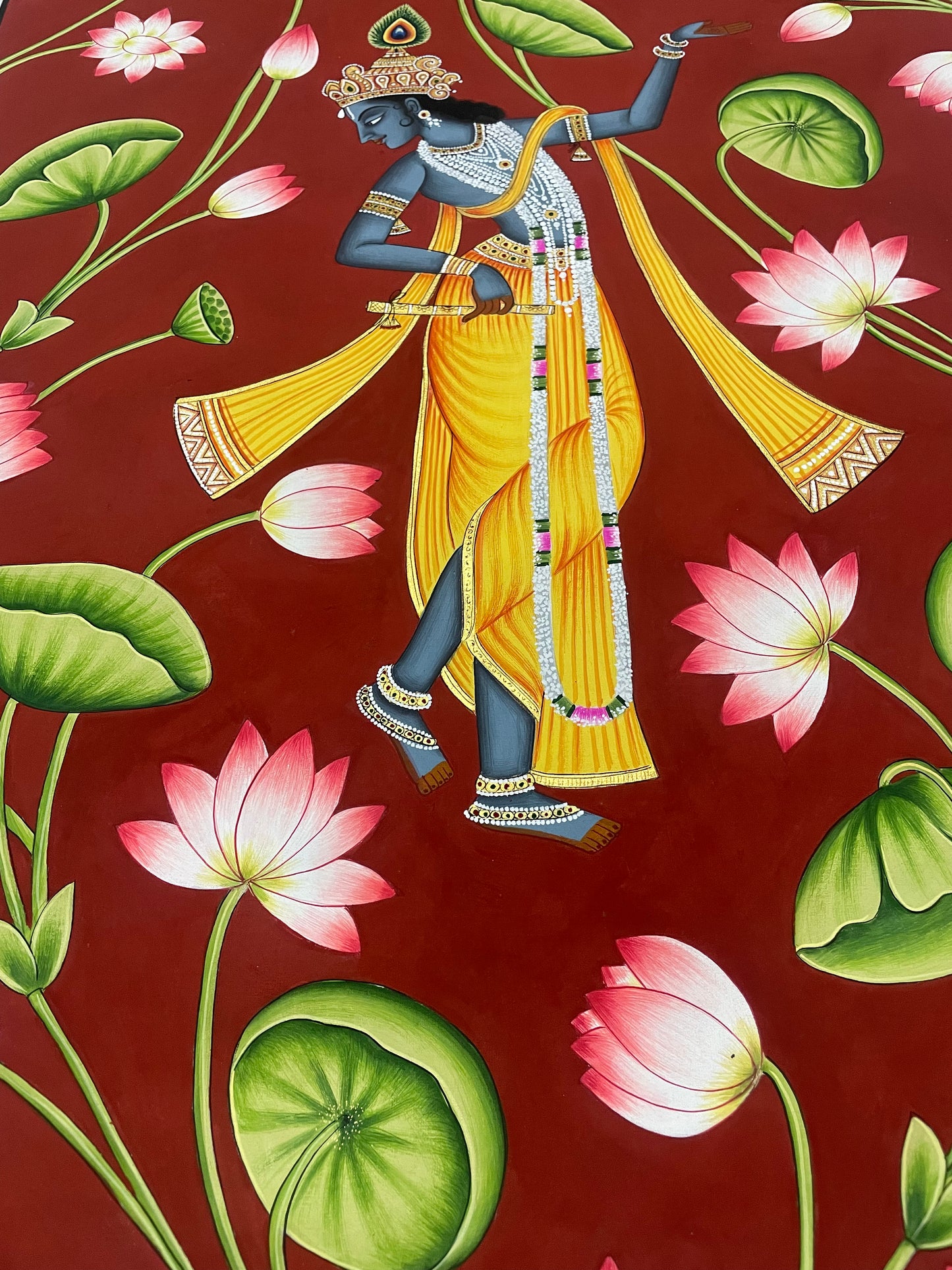 Krishna Detailed Pichwai Painting | Handmade Indian Wall Decor for Home