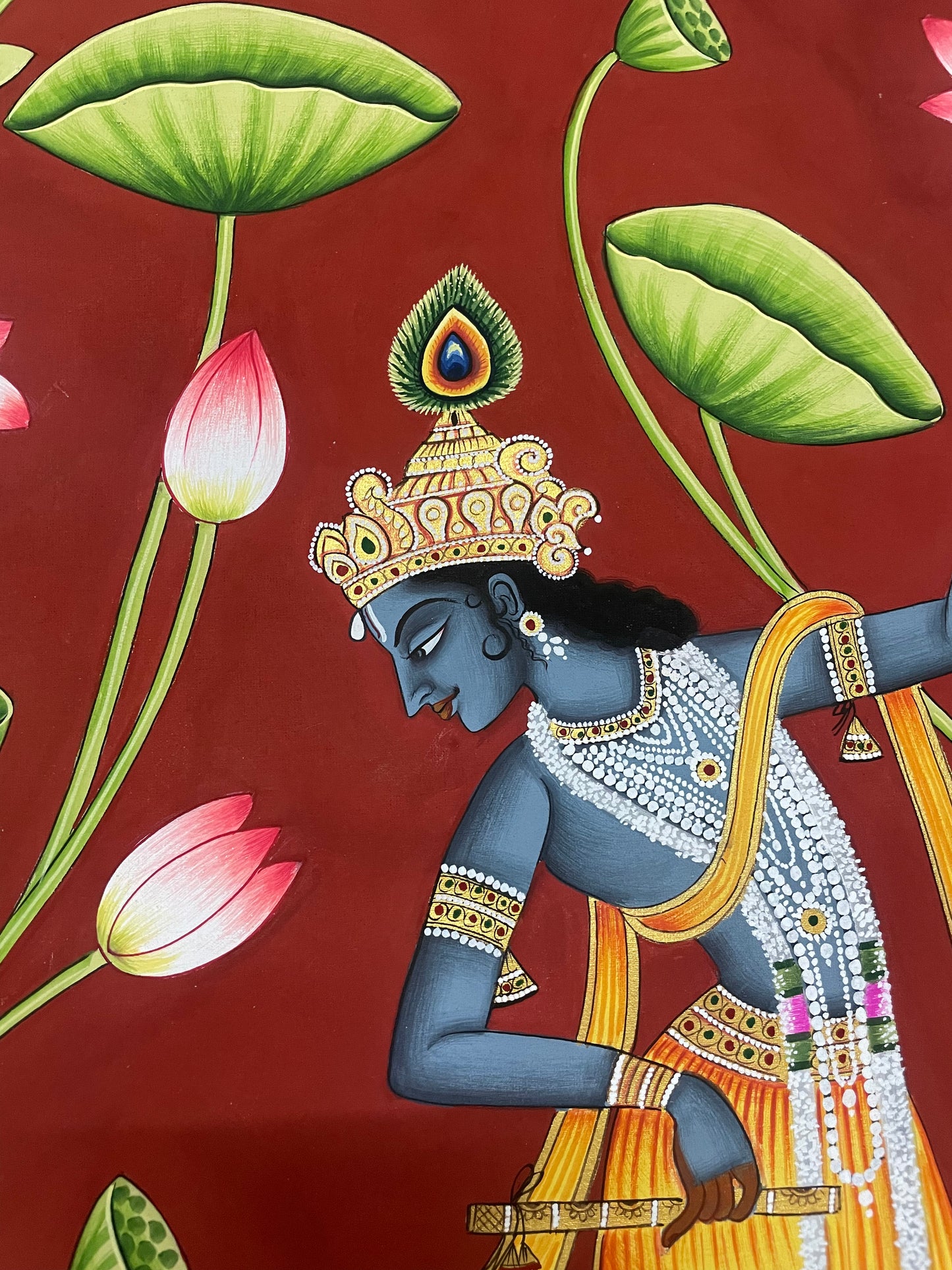 Krishna Detailed Pichwai Painting | Handmade Indian Wall Decor for Home