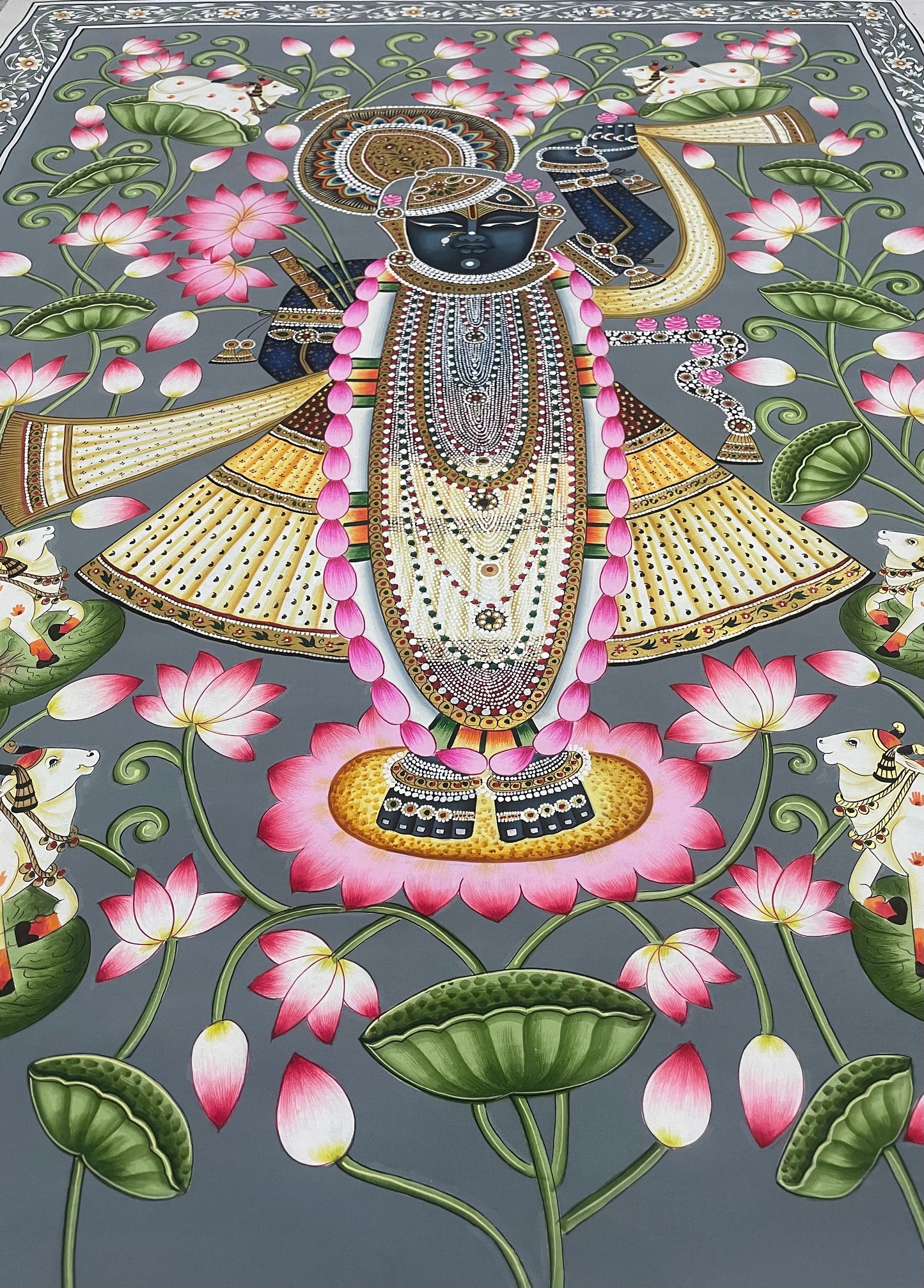 Shrinathji Pichwai Painting, Large Pichwai, Handmade Pichwai Art on cloth Indian Decor, Wall Art, Home Decor Gift (Copy)