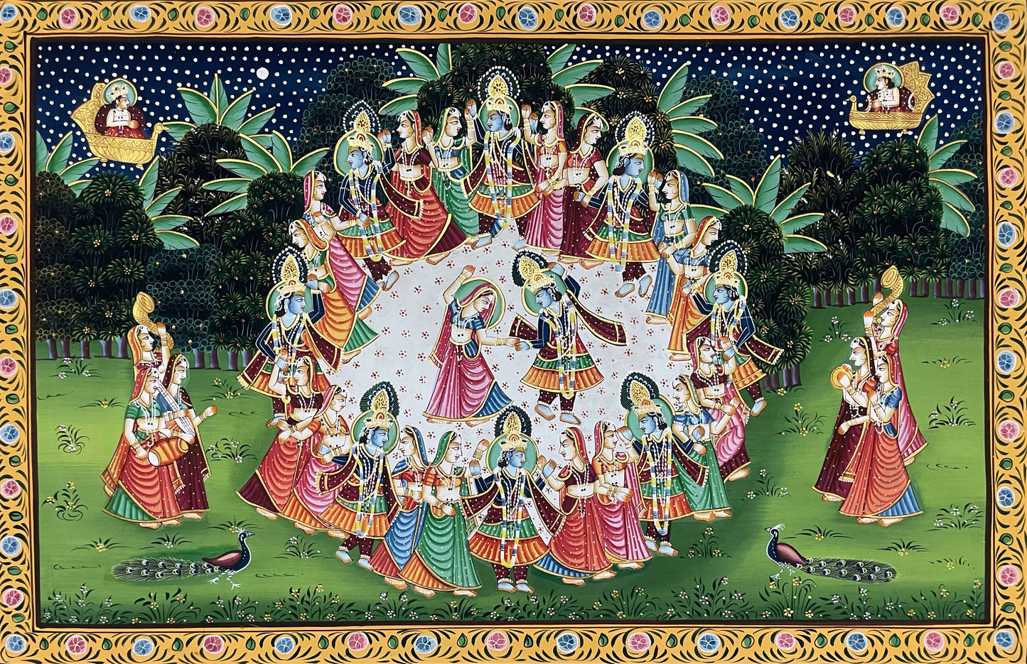 Radha Krishna Raasleela Pichwai Painting – Handmade Traditional Wall Art