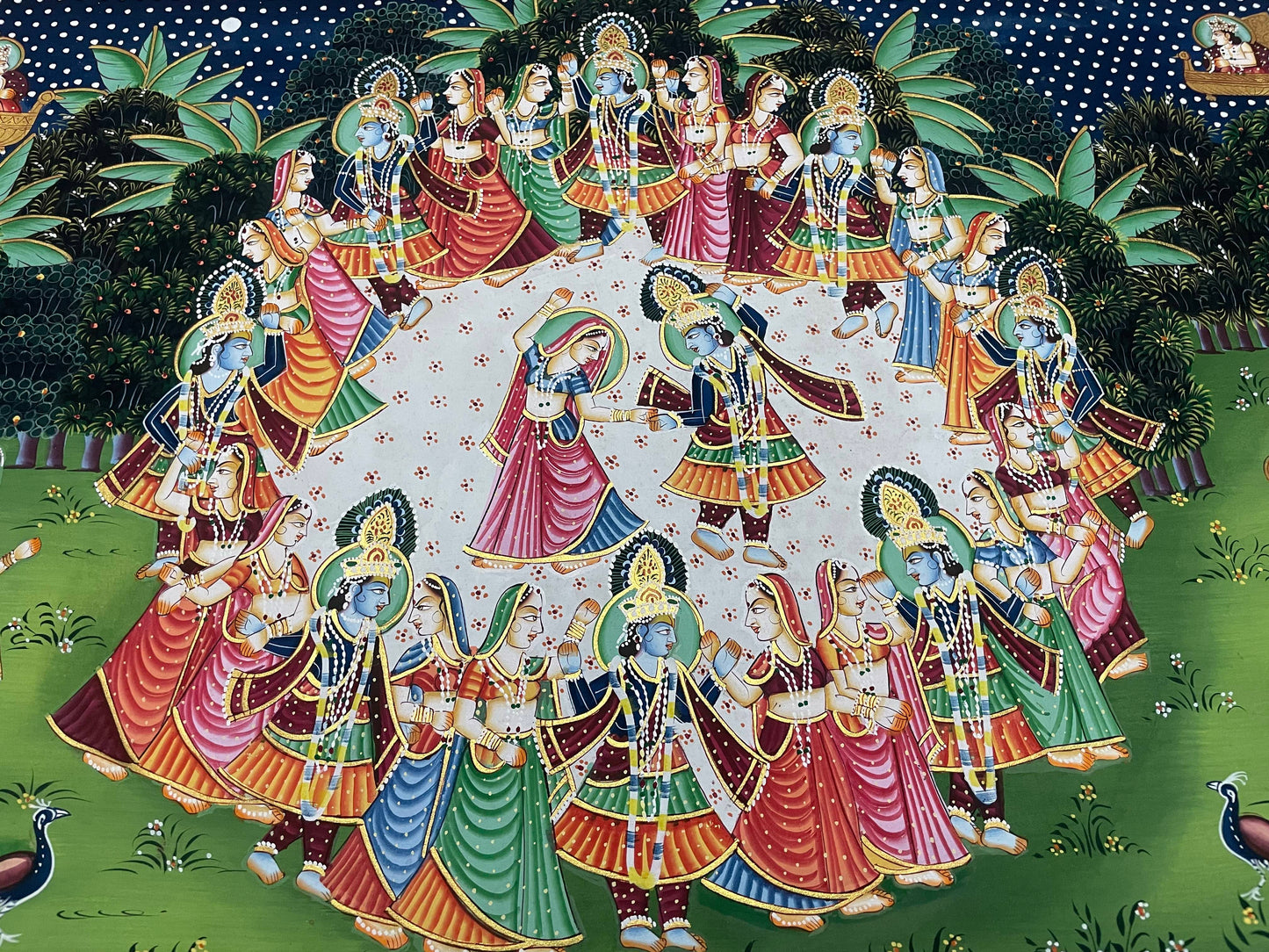 Radha Krishna Raasleela Pichwai Painting – Handmade Traditional Wall Art