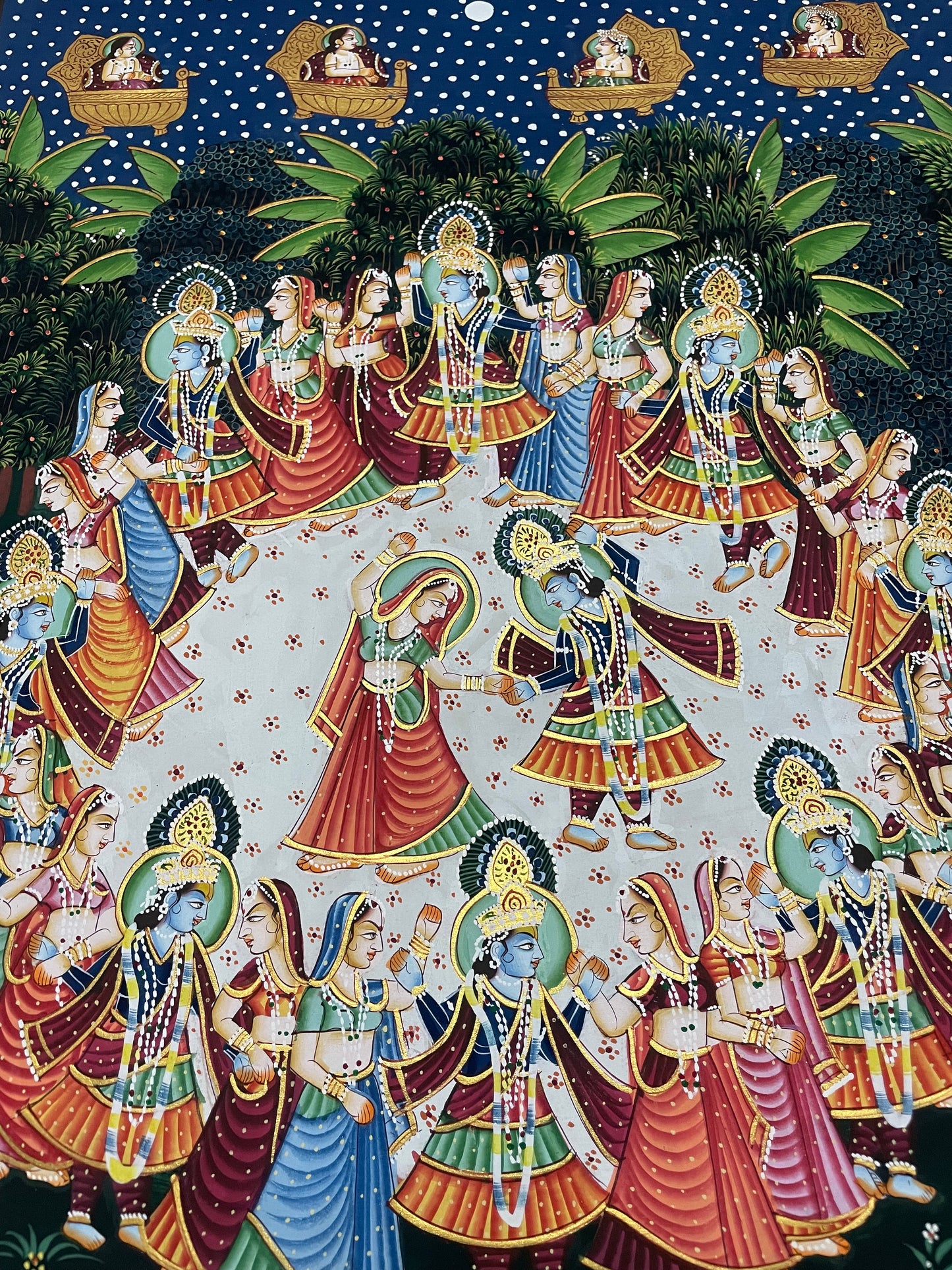 Radha Krishna Raasleela Pichwai Painting – Handmade Traditional Wall Art
