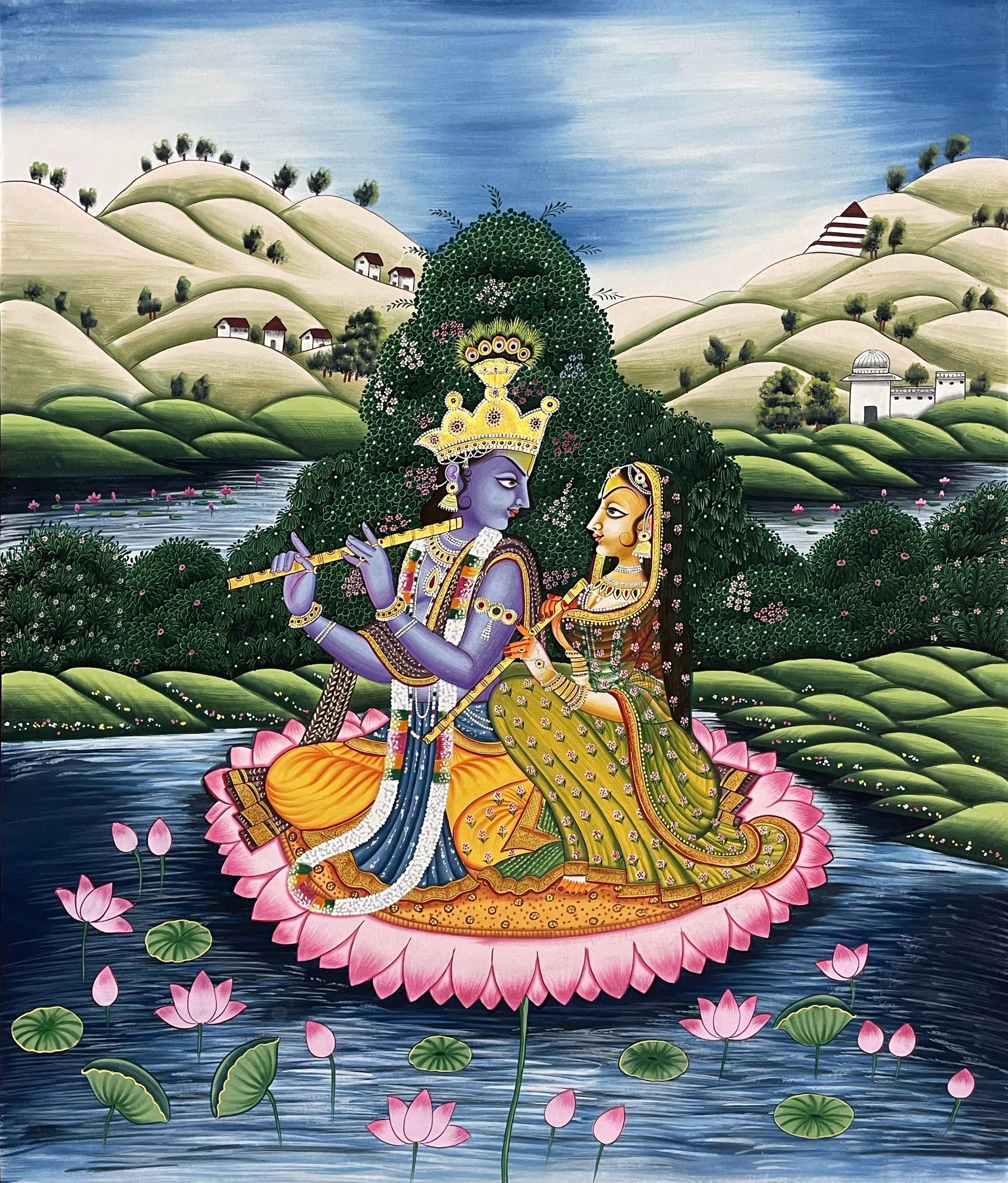 Radha Krishna Detailed Pichwai Handmade Painting - Jaipur Earth