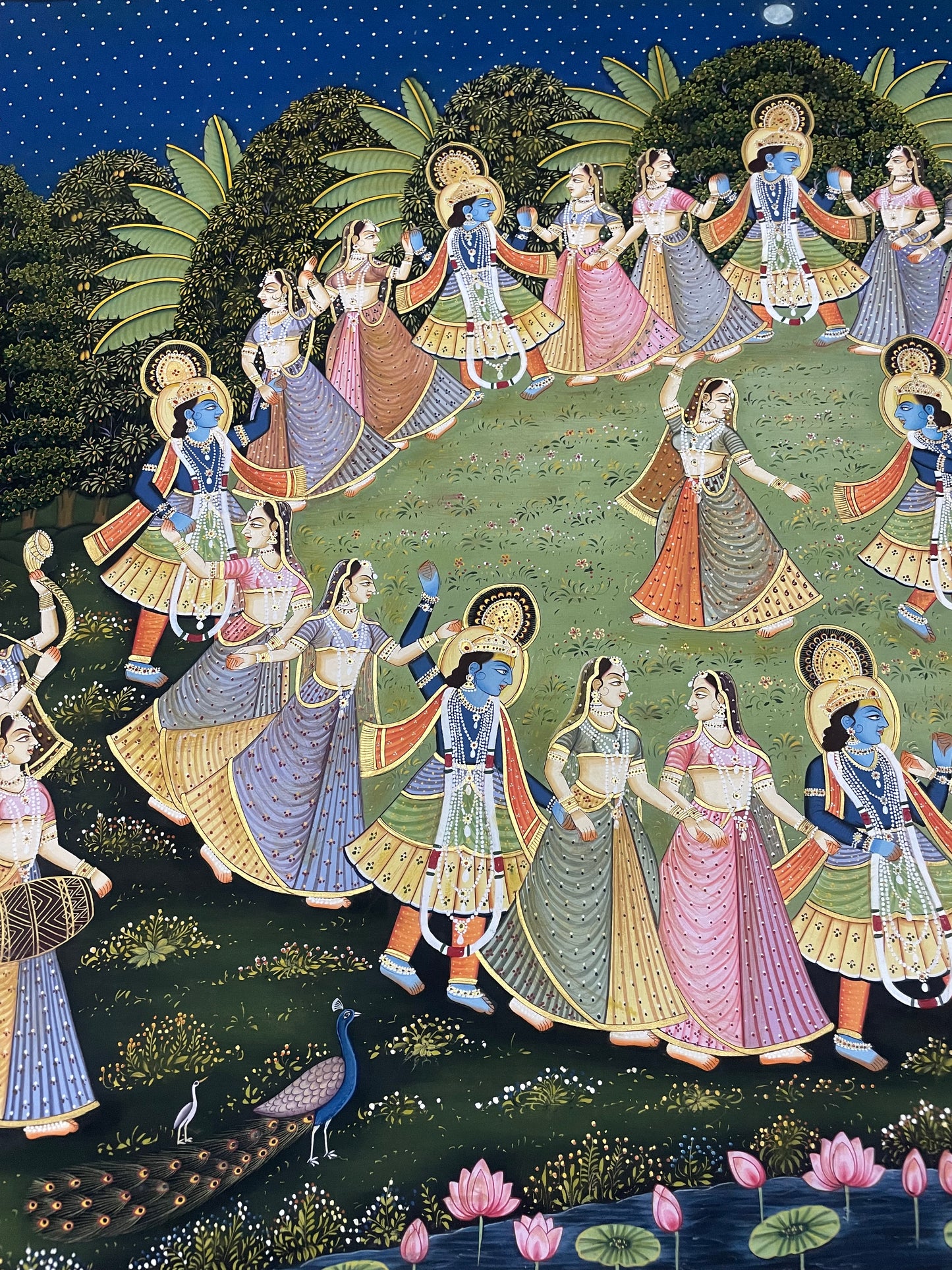 Radha Krishna Raasleela Pichwai Painting – Handmade Detailed Traditional Wall Art