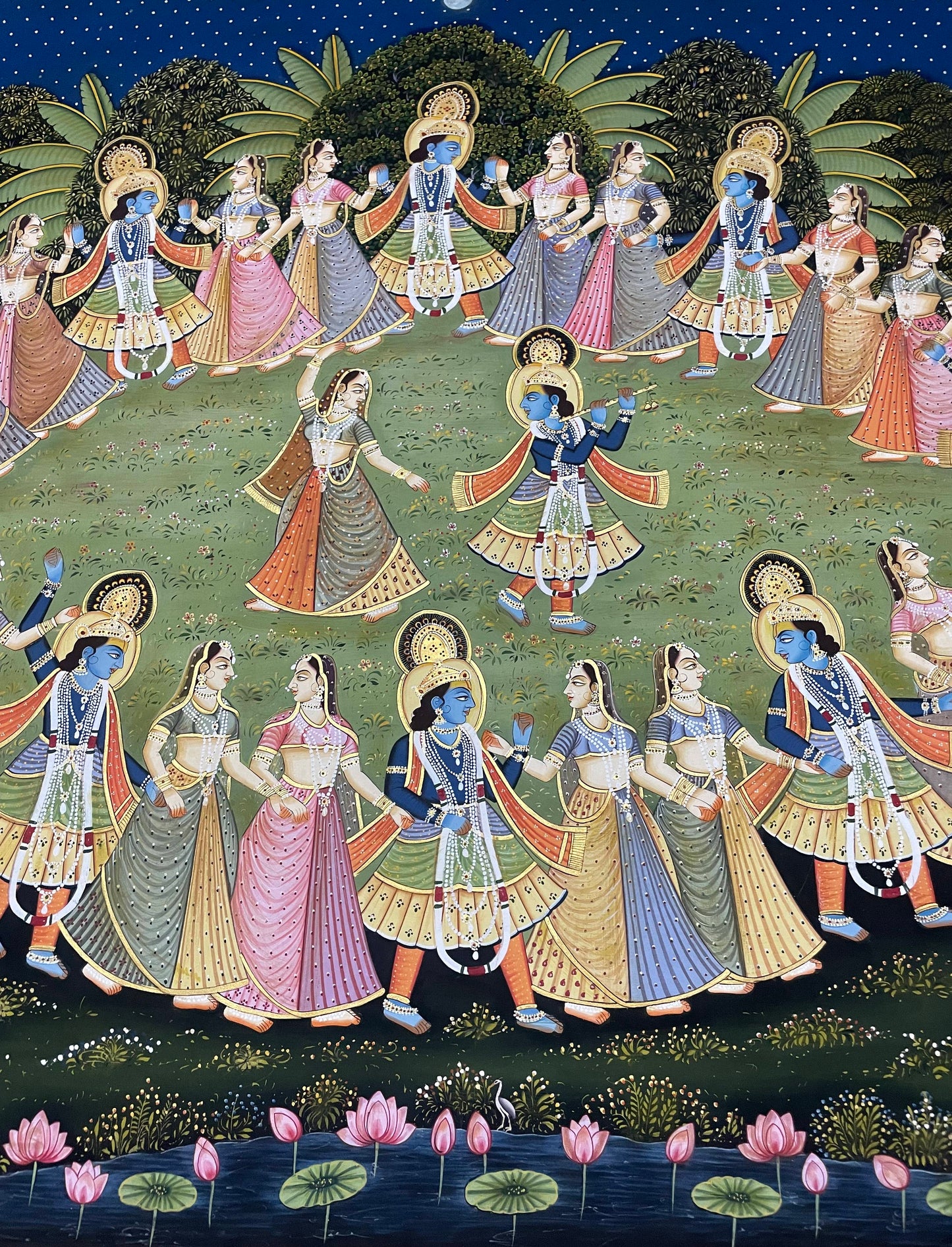 Radha Krishna Raasleela Pichwai Painting – Handmade Detailed Traditional Wall Art
