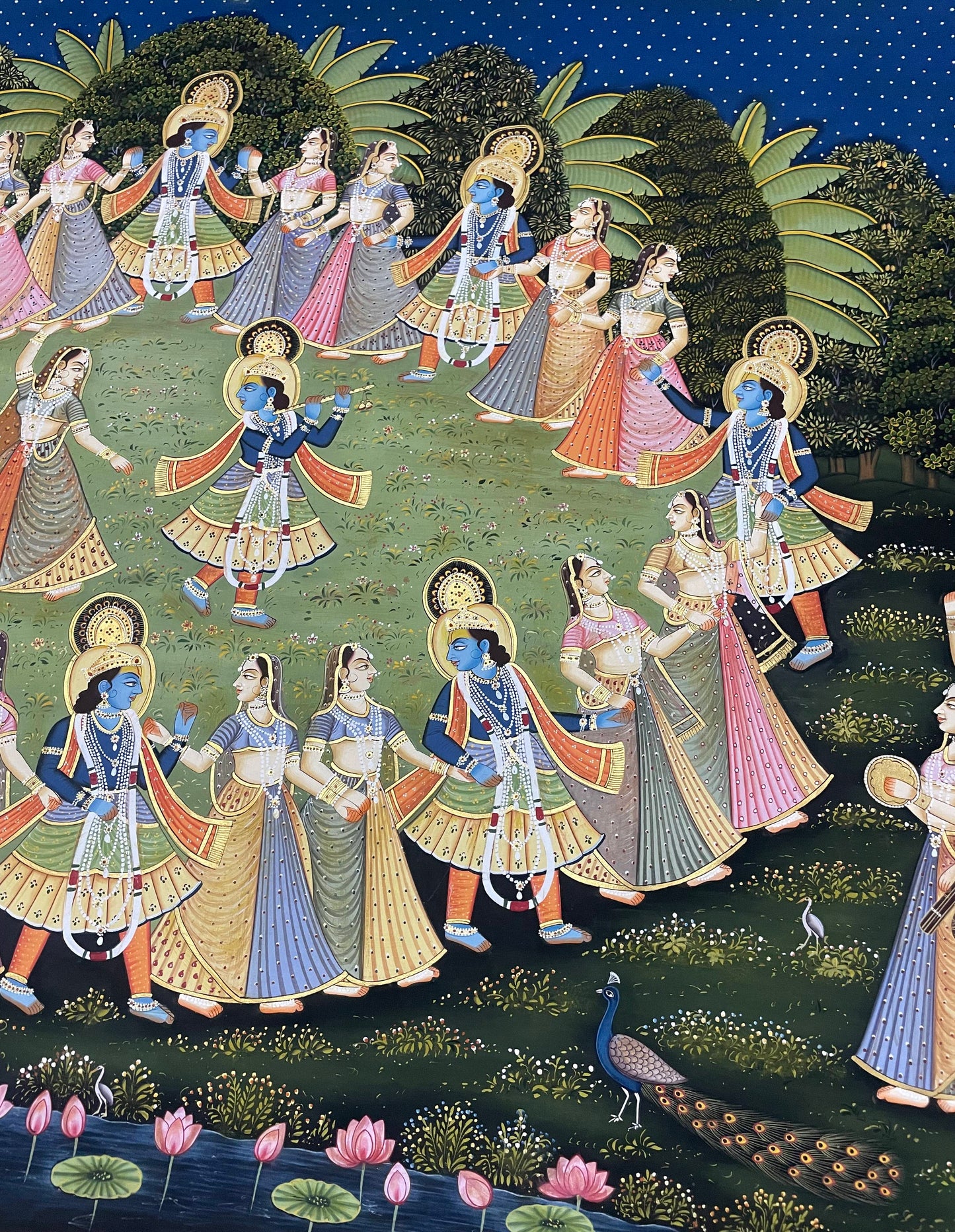 Radha Krishna Raasleela Pichwai Painting – Handmade Detailed Traditional Wall Art