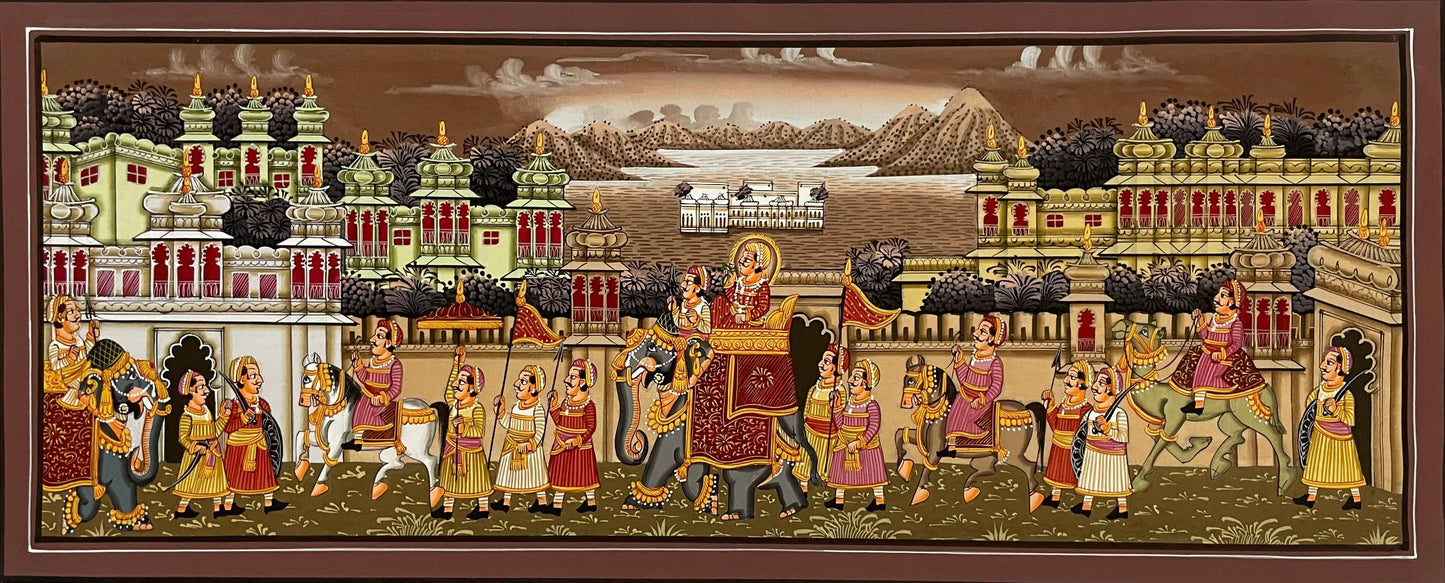 Royal Procession Detailed Hand Painted Artwork, Rajasthani Painting, Art and Collect, Home Decor, Wall Decor