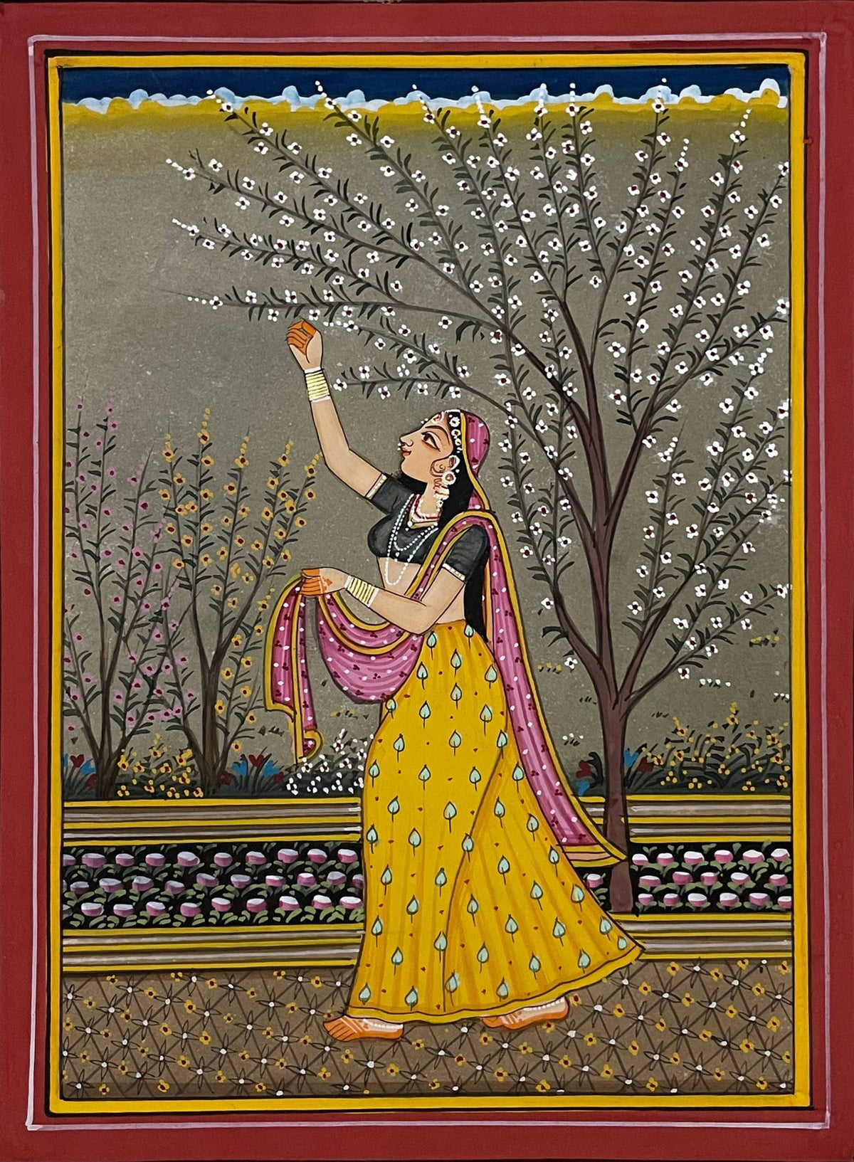 Sakhi Paintings Set of 4 | Hand-Painted Rajasthani Miniature Art | Framed