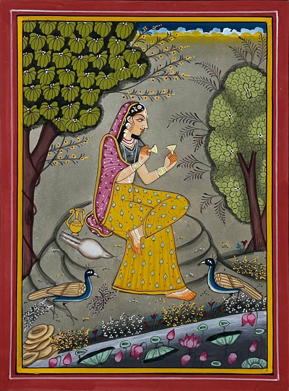 Sakhi Paintings Set of 6 | Hand-Painted Rajasthani Miniature Art | Framed