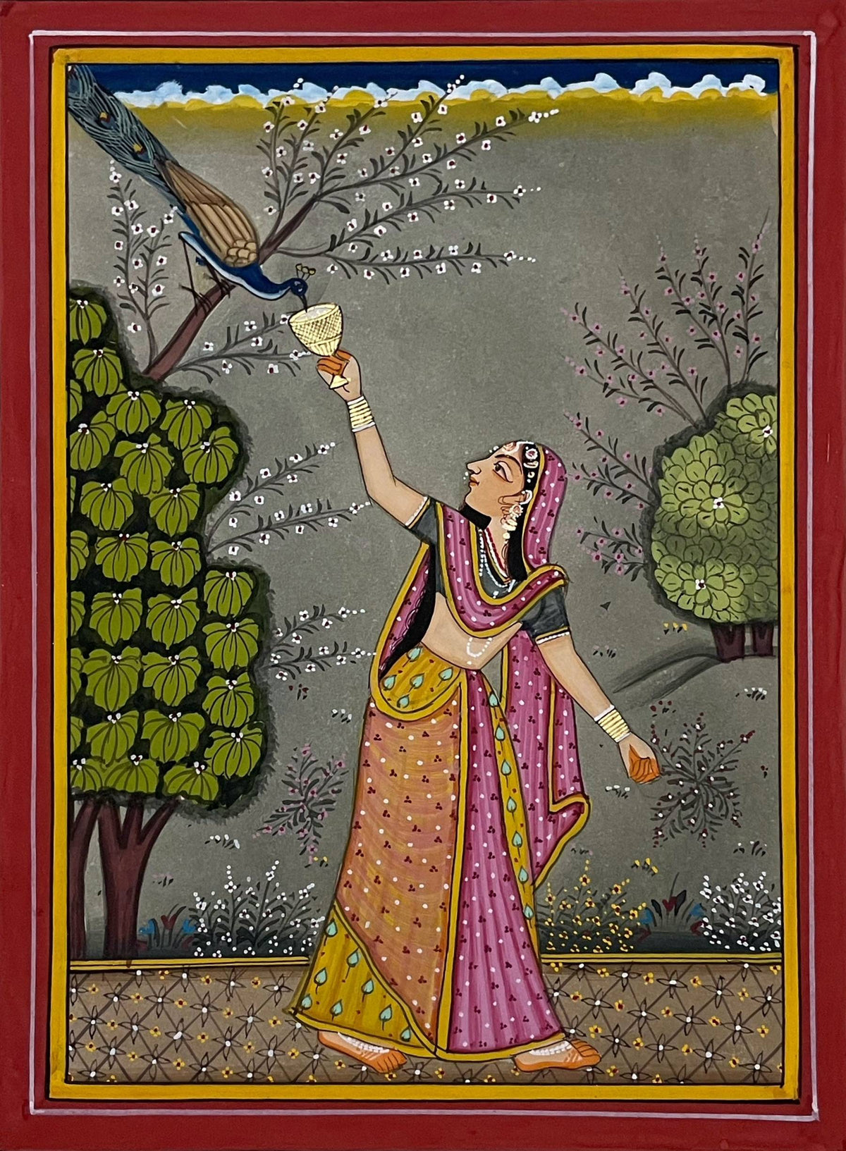 Sakhi Paintings Set of 6 | Hand-Painted Rajasthani Miniature Art | Framed