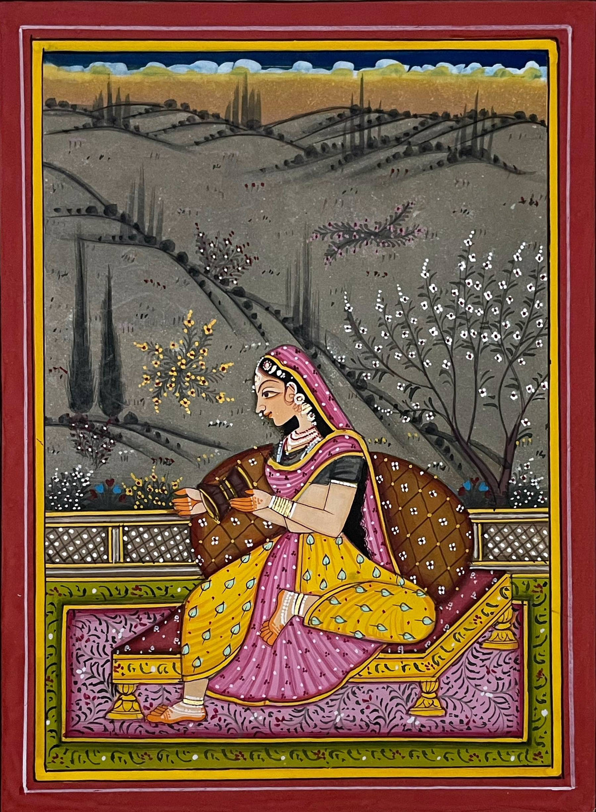 Sakhi Paintings Set of 6 | Hand-Painted Rajasthani Miniature Art | Framed