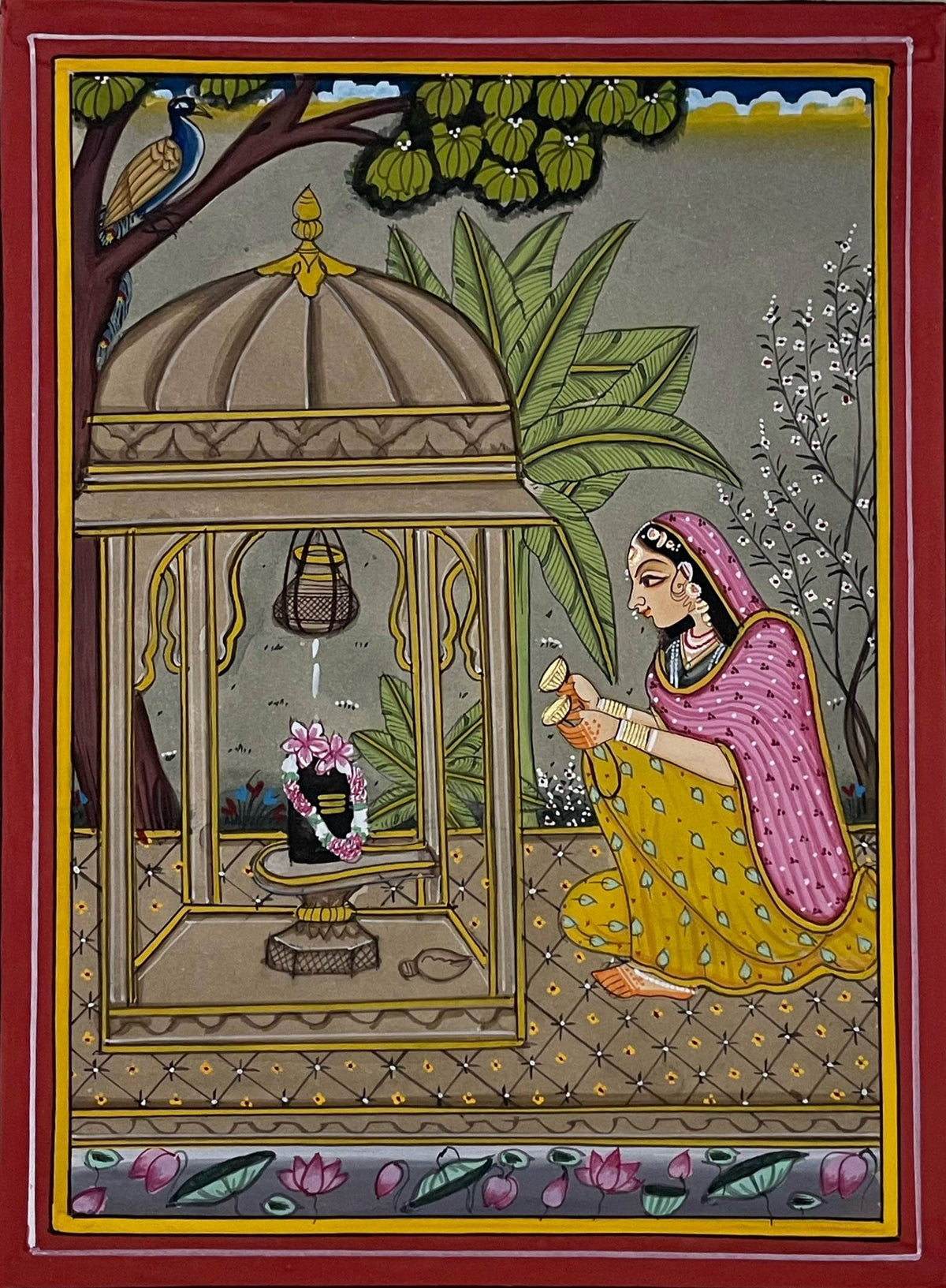 Sakhi Paintings Set of 4 | Hand-Painted Rajasthani Miniature Art | Framed