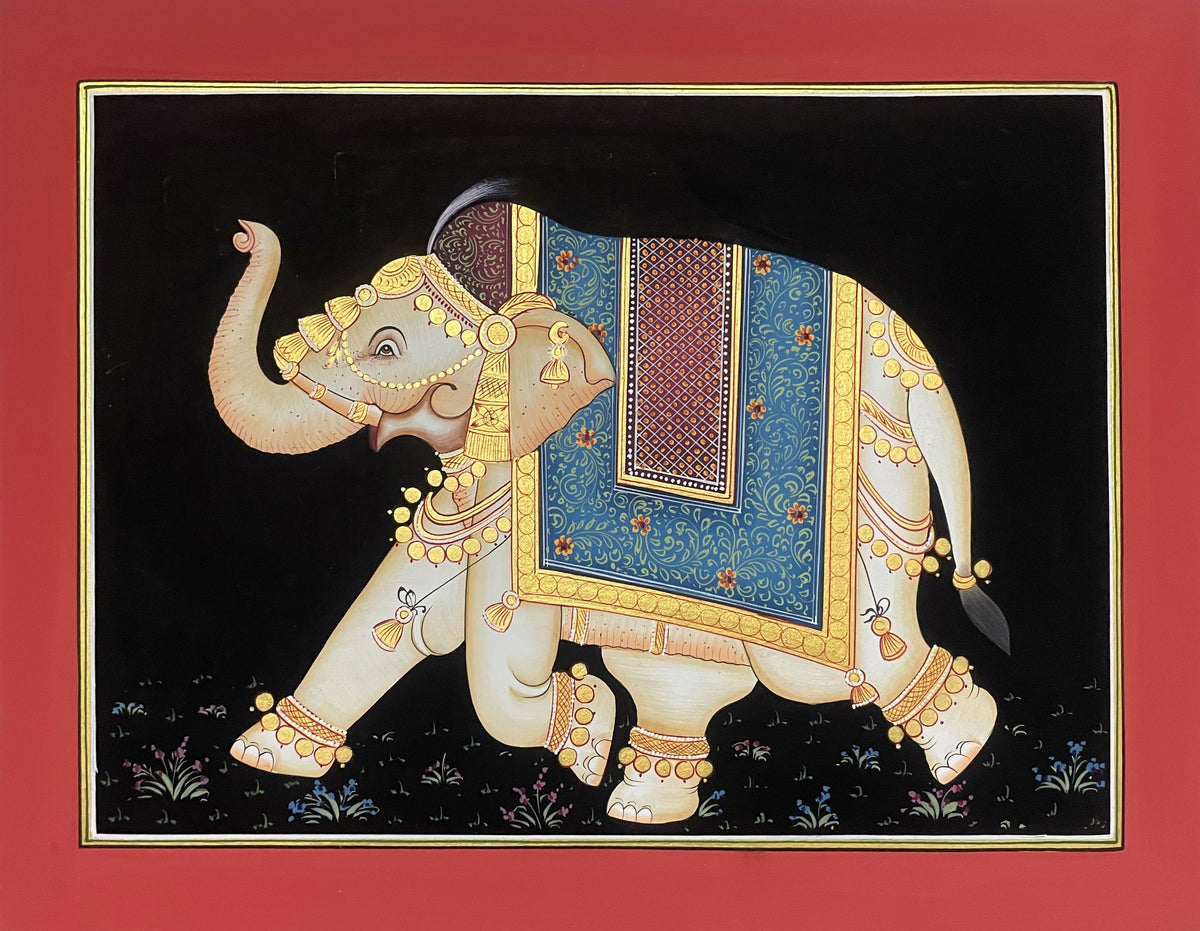 Trio Elephant, Horse, Camel Set of 3 Indian Miniature Wall Art, Framed