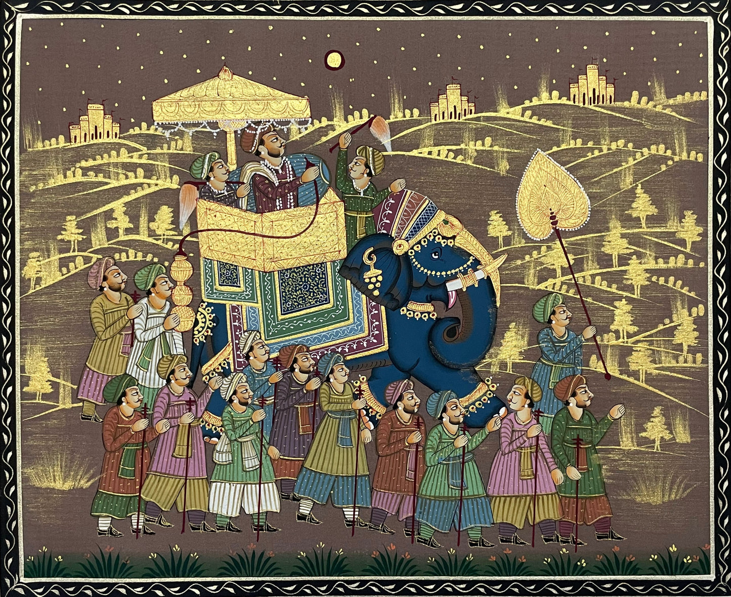 Royal Procession Detailed Hand Painted Artwork, Rajasthani Painting