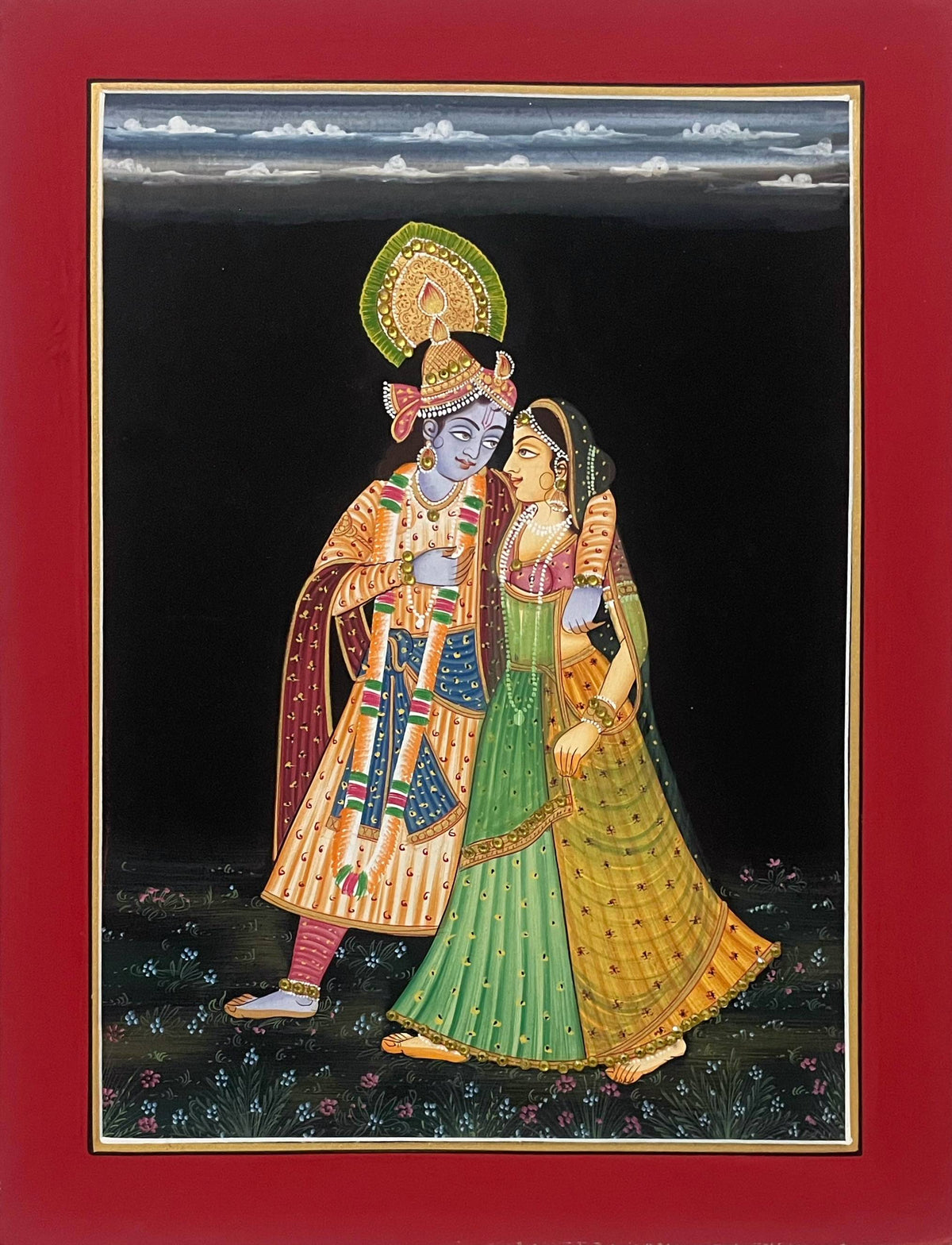 Radha Krishna Handmade Traditional Indian Miniature Painting