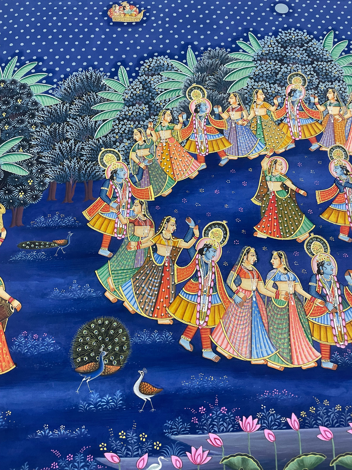 Radha Krishna Raasleela Pichwai Painting – Handmade Detailed Traditional Wall Art