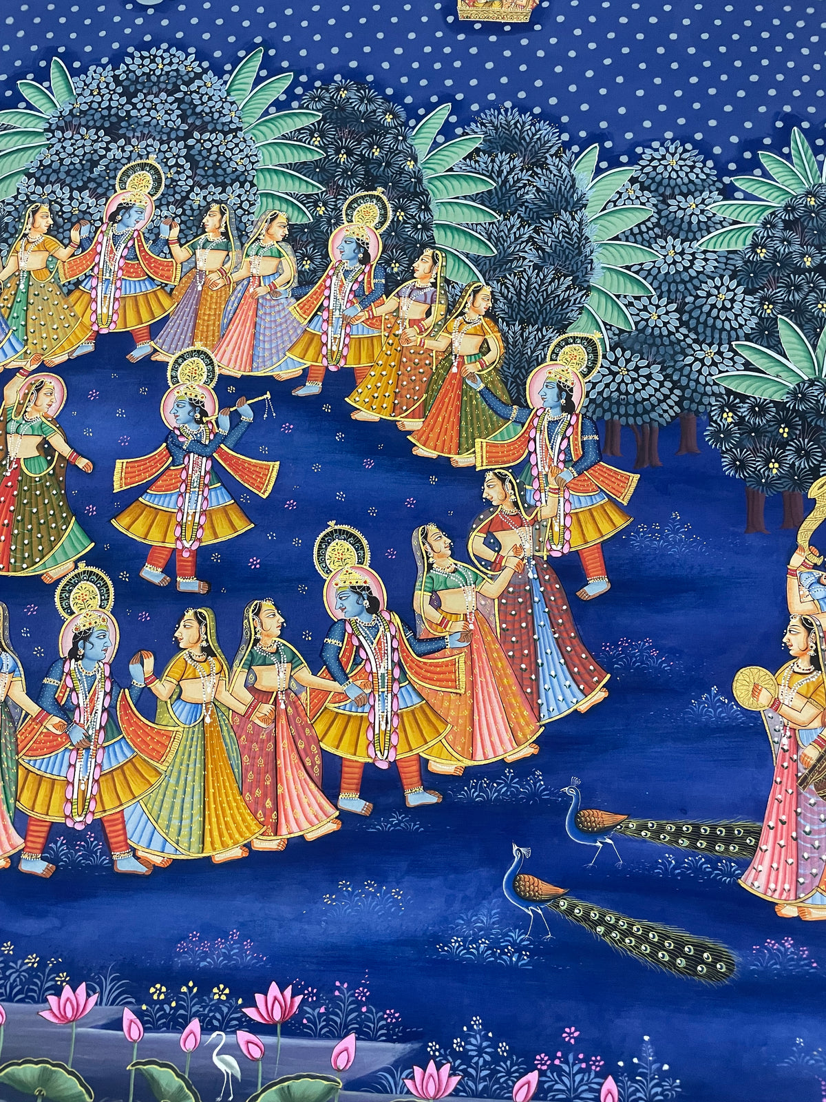 Radha Krishna Raasleela Pichwai Painting – Handmade Detailed Traditional Wall Art