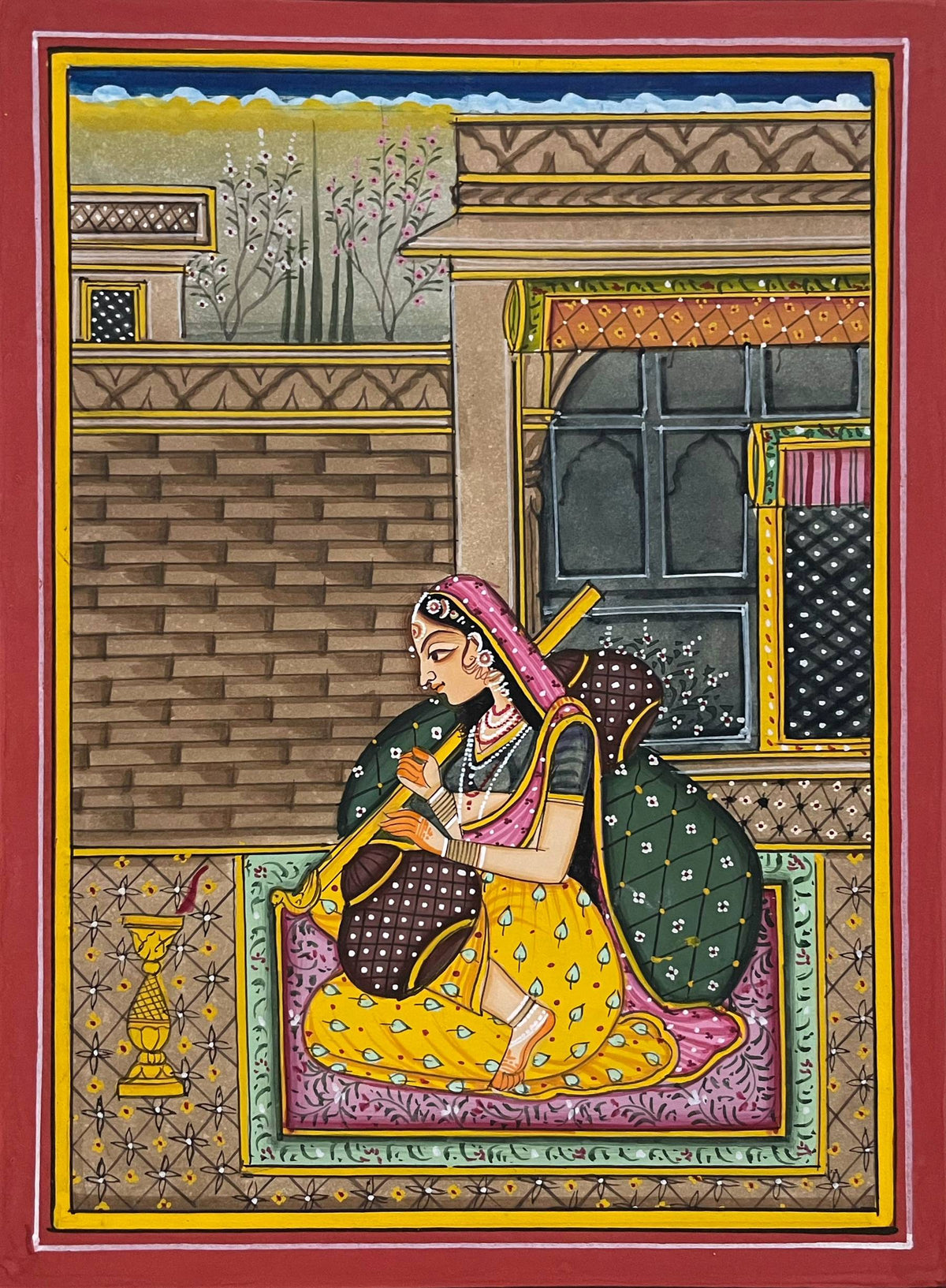 Sakhi Paintings Set of 6 | Hand-Painted Rajasthani Miniature Art | Framed