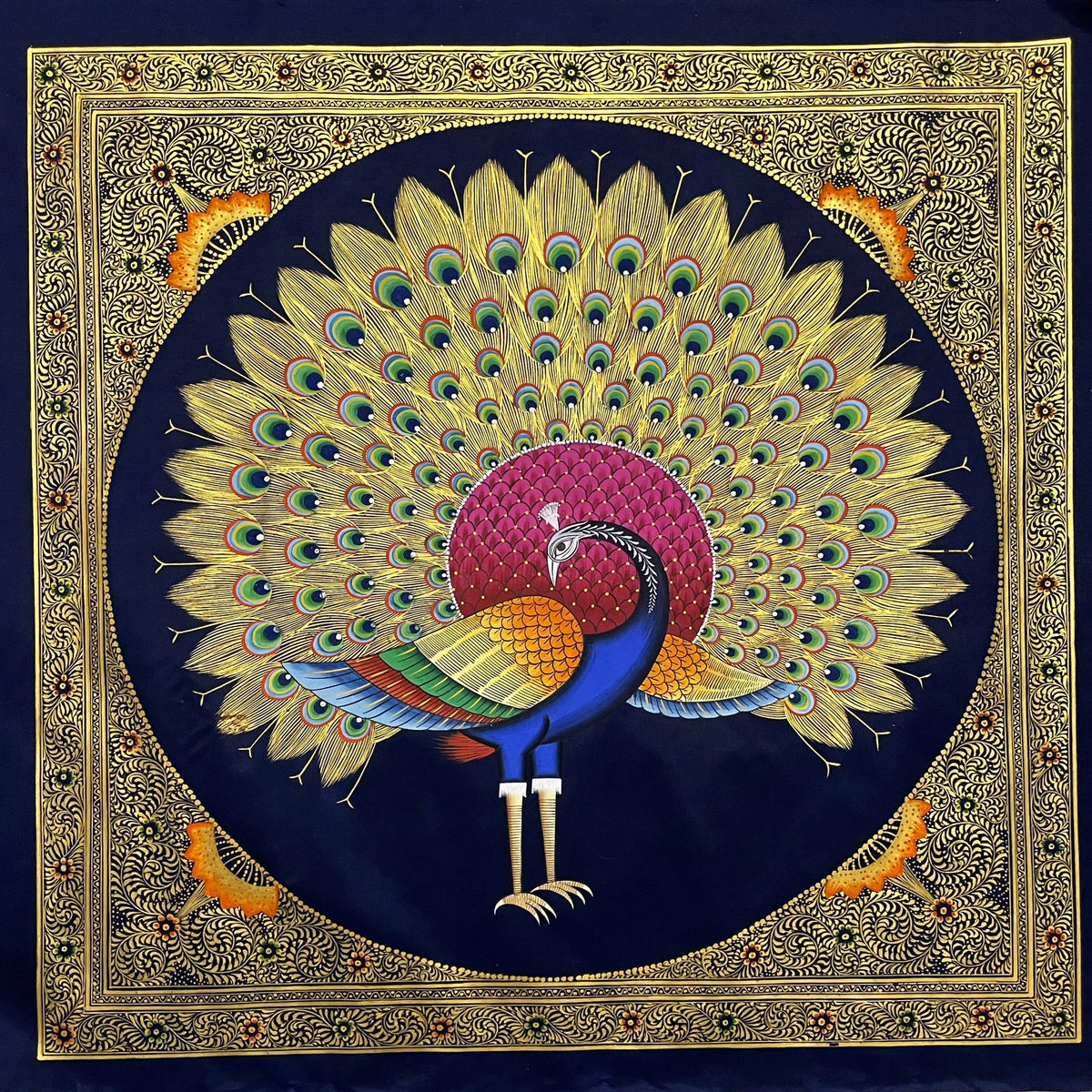 Peacock Bird Painting Set of 2, Handmade Bird Wall Art for Home Decor