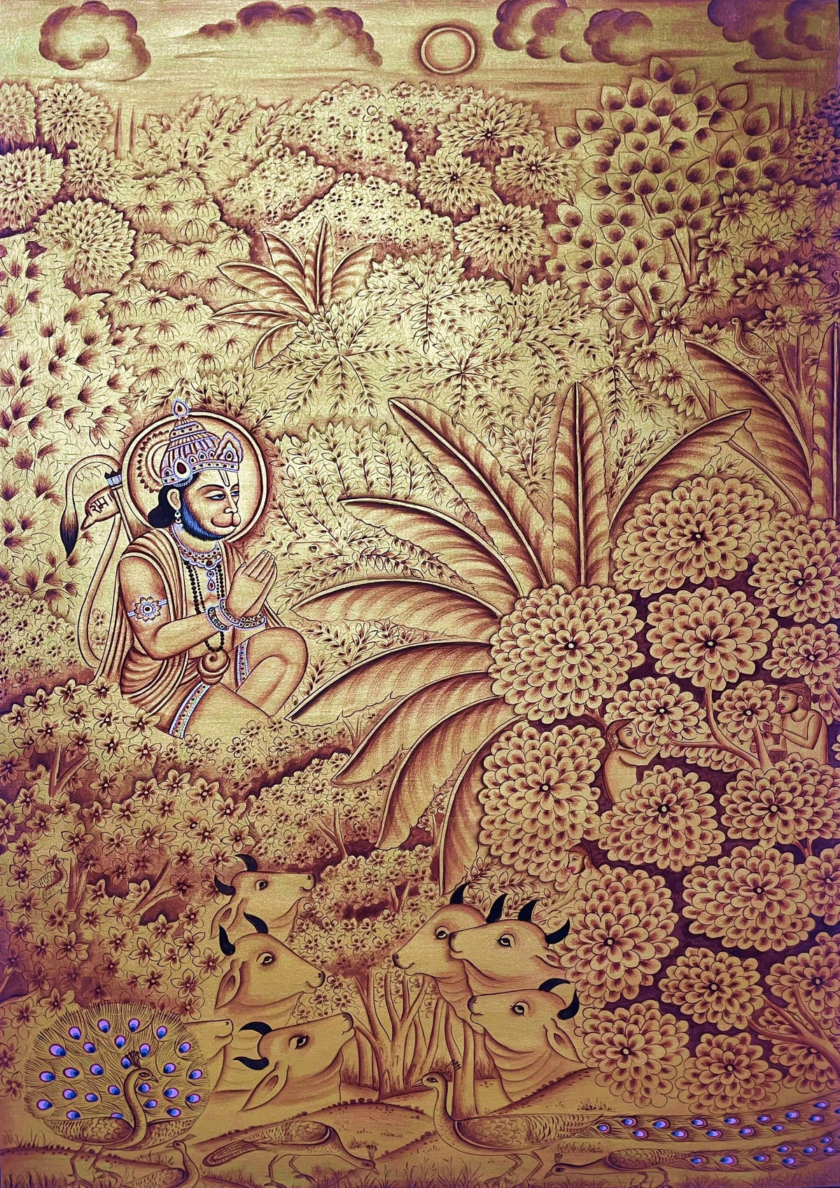 Hanuman Ji Pichwai Painting | Hand-Painted Traditional Indian Wall Art