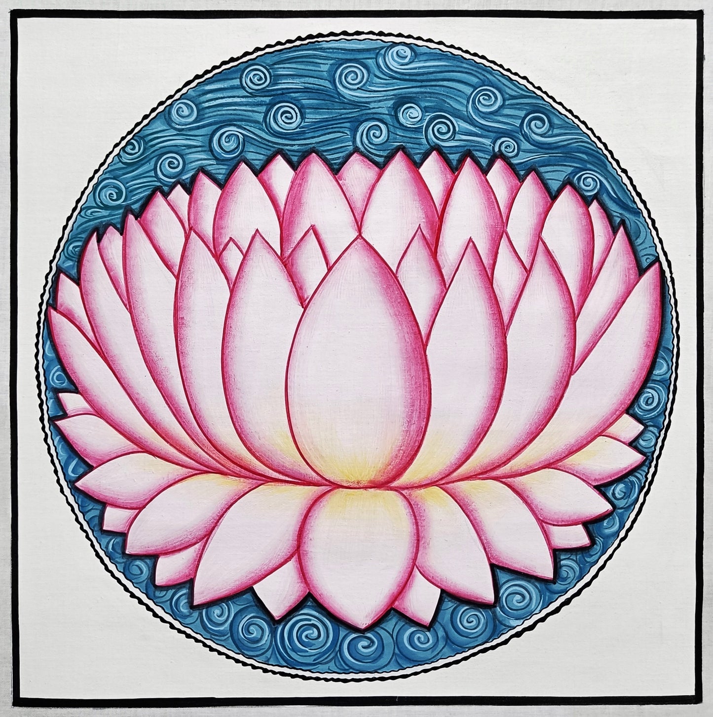 Pichwai Painting Of Lotus Wall Art Work, Traditional Indian Pichwai Painting For Home Decor, Flower Painting, wall decor, home decor - Jaipur Earth
