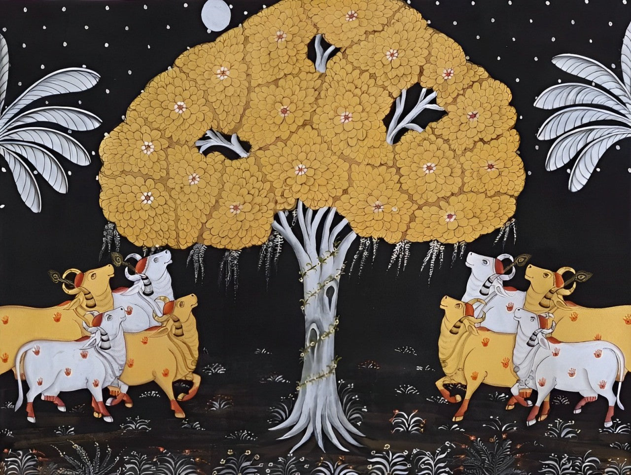 Sacred cows - Handmade Pichwai Painting - Jaipur Earth