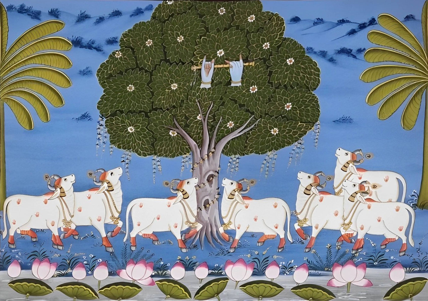 Sacred cows - Handmade Pichwai Painting - Jaipur Earth