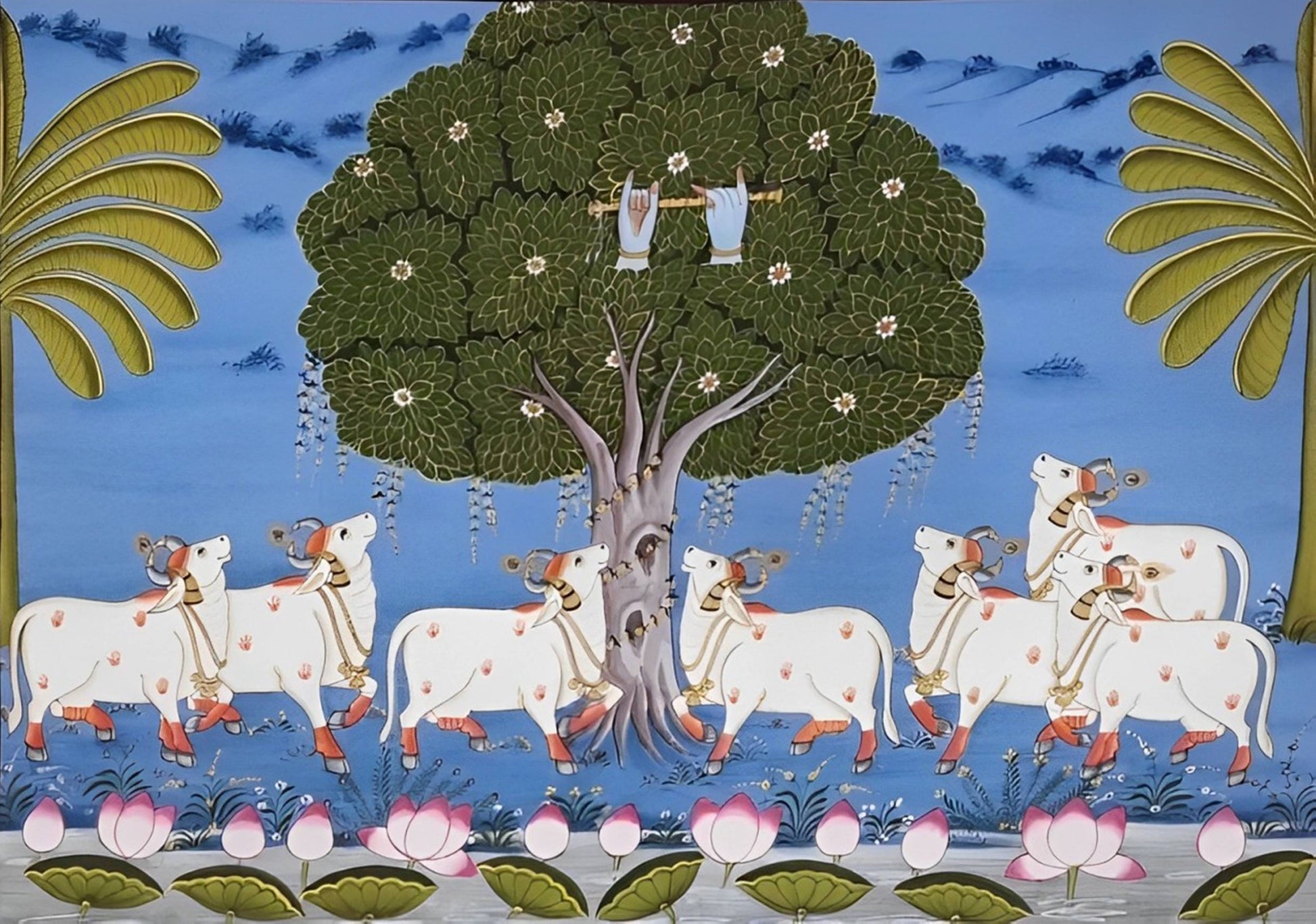 Sacred cows - Handmade Pichwai Painting - Jaipur Earth