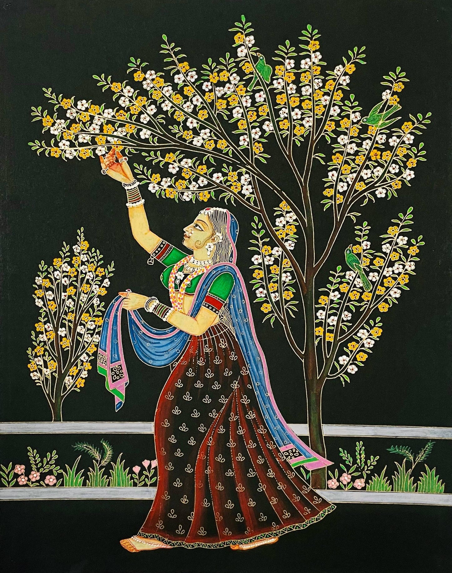 Set of 3 Paintings, Shringaar Painting, Peacock Painting and lady Painting, Painting For Home Decor, Wall Art - Jaipur Earth