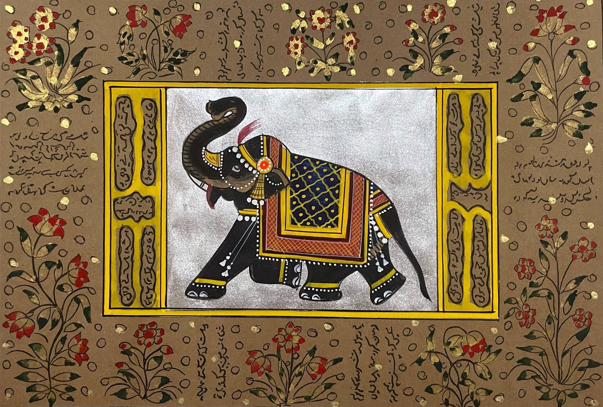 Trio Elephant, Horse, Camel Set of 3 Indian Miniature Wall Art, Traditional Animal Procession Painting For Home Décor - Jaipur Earth