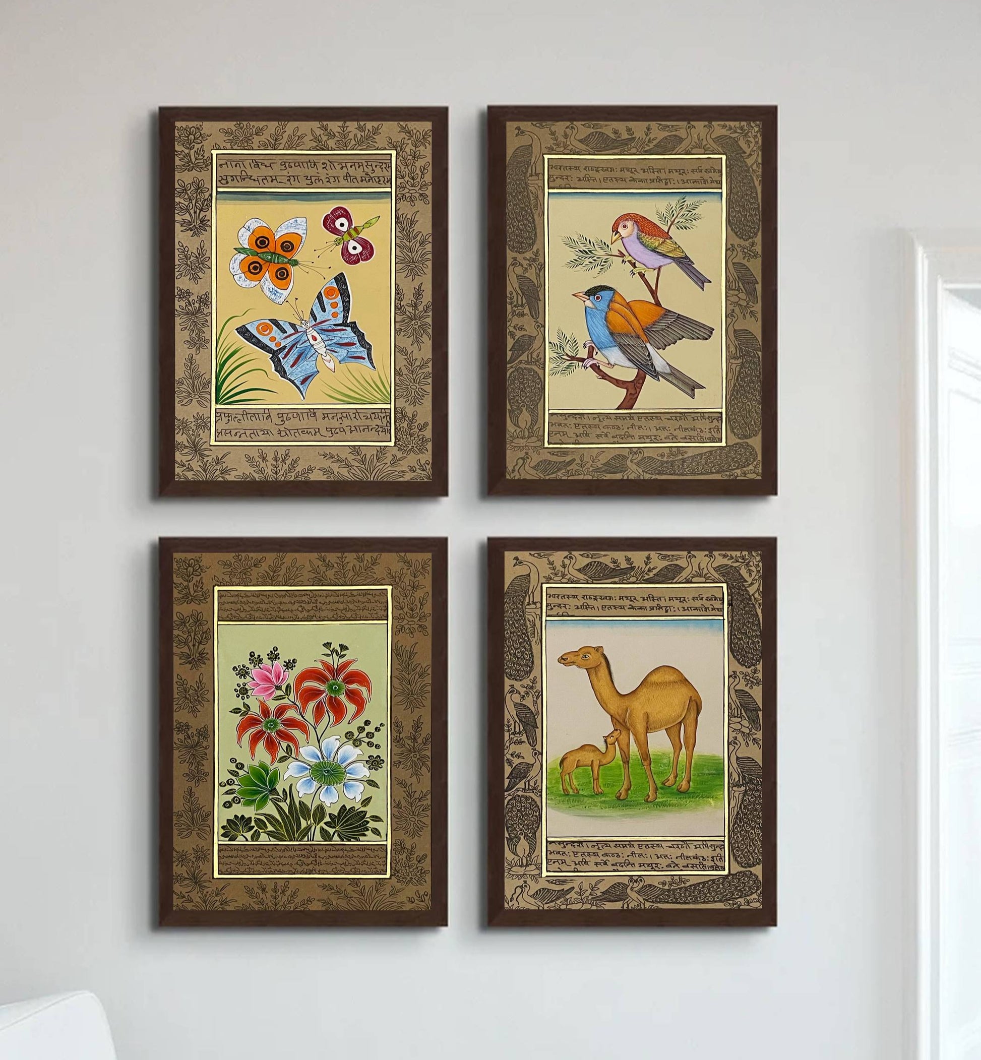 Miniature Painting Set of 4, Handmade Miniature Painting on Paper, Wall Art, Home Decor Gift - Jaipur Earth