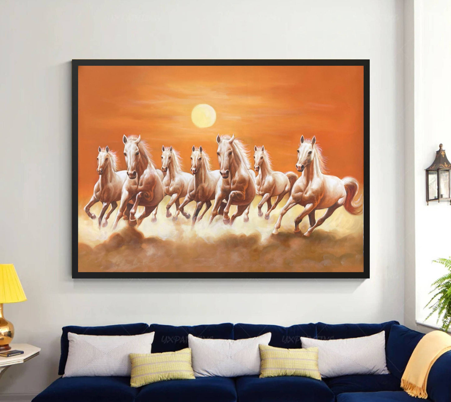 Seven Running Horses Oil Painting – Symbol of Success & Prosperity