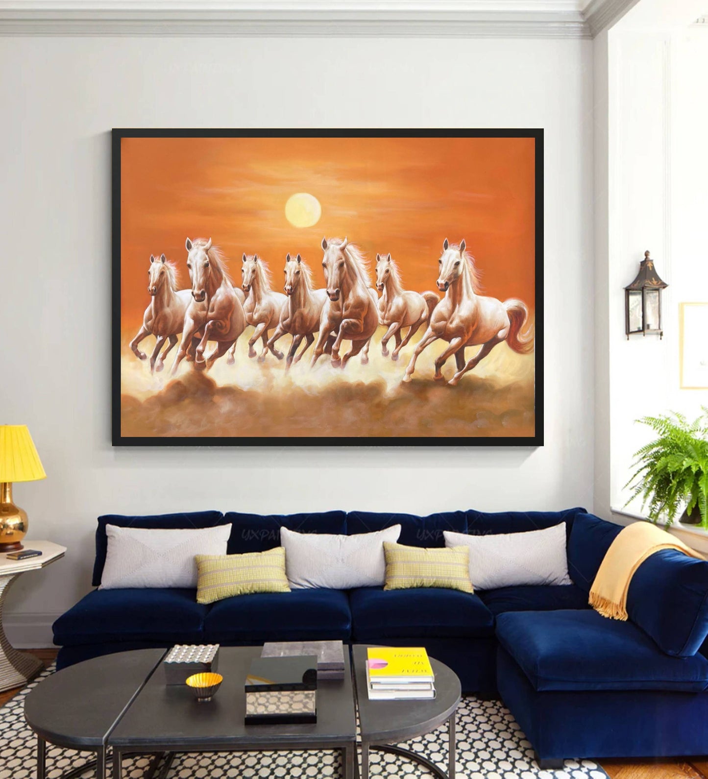 Seven Running Horses Oil Painting – Symbol of Success & Prosperity