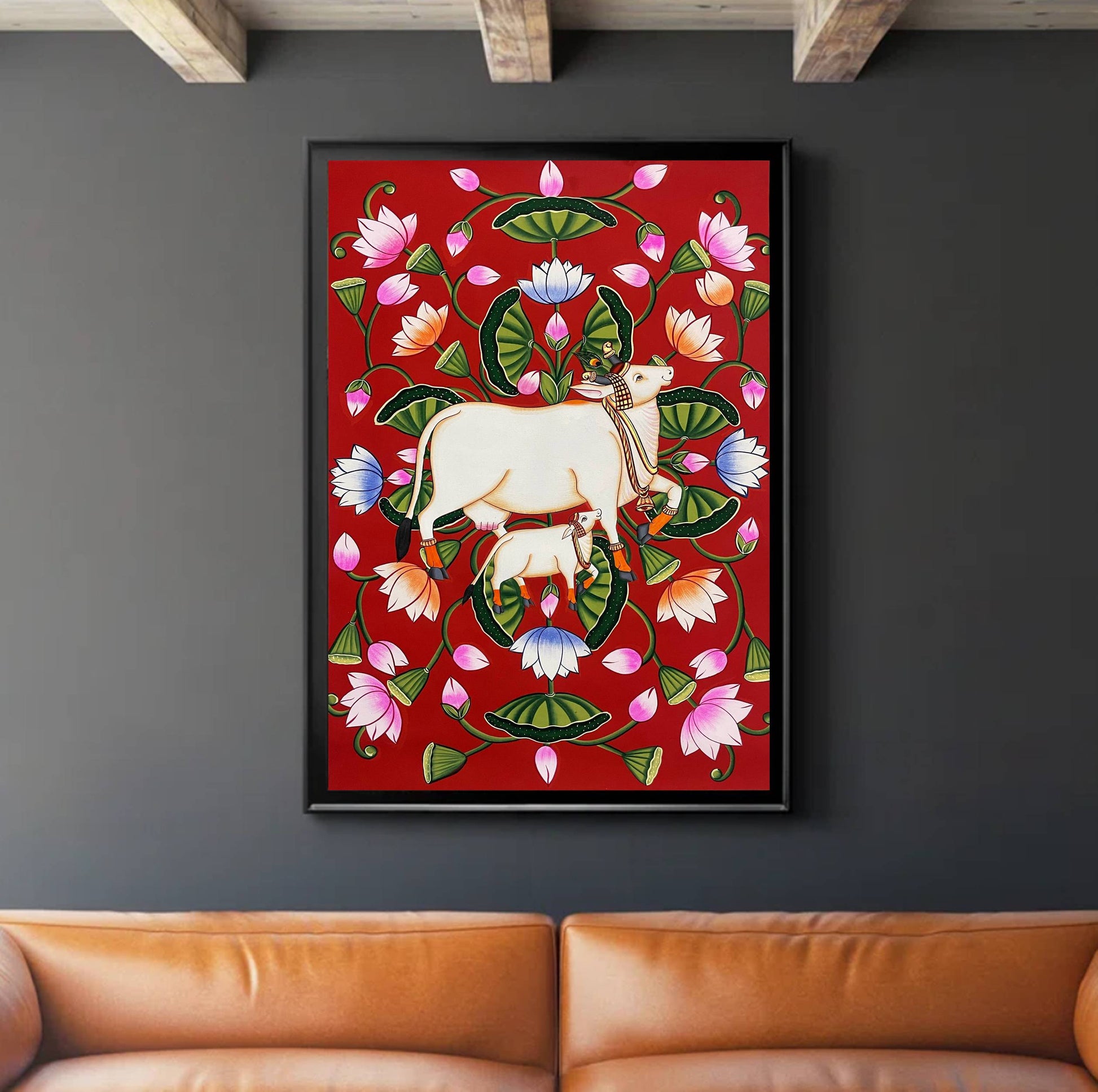 Cow Pichwai Painting – Traditional Nathdwara Style Wall Décor - Jaipur Earth
