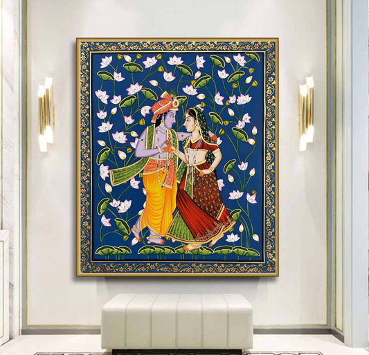 Radha Krishna Pichwai Painting - Handmade Pichwai Painting - Jaipur Earth