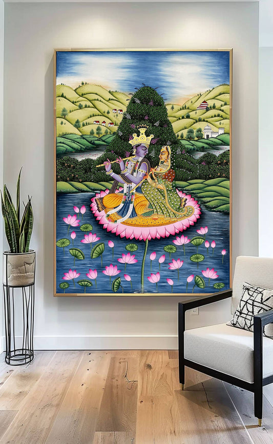 Radha Krishna Detailed Pichwai Handmade Painting - Jaipur Earth