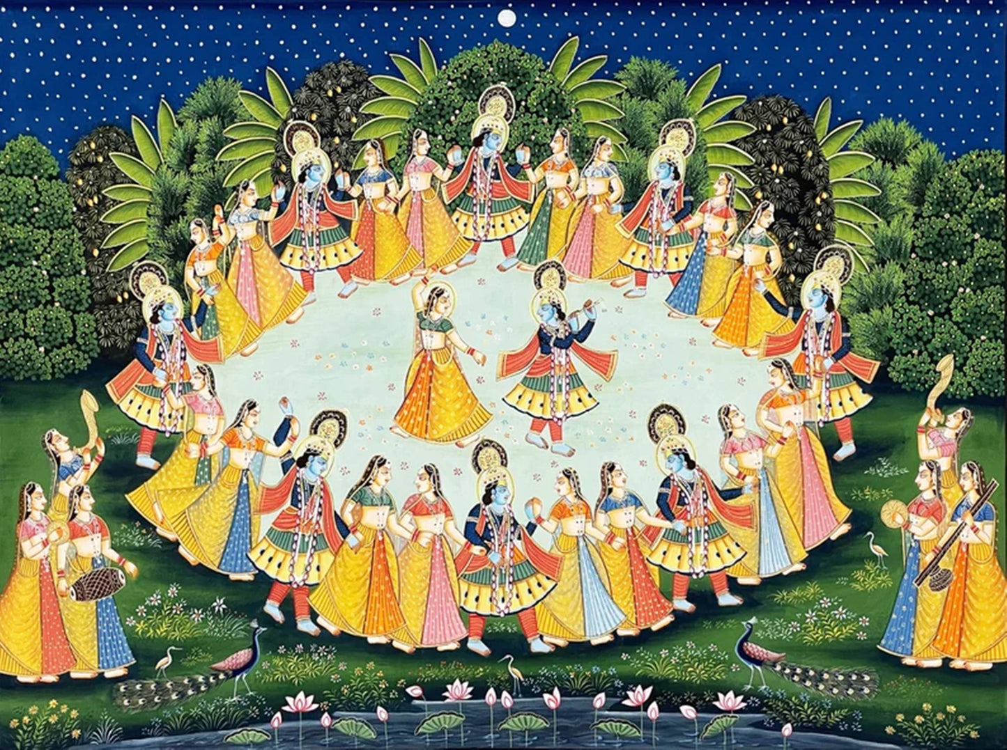 Radha Krishna Raasleela Detailed Pichwai Handmade Painting - Jaipur Earth